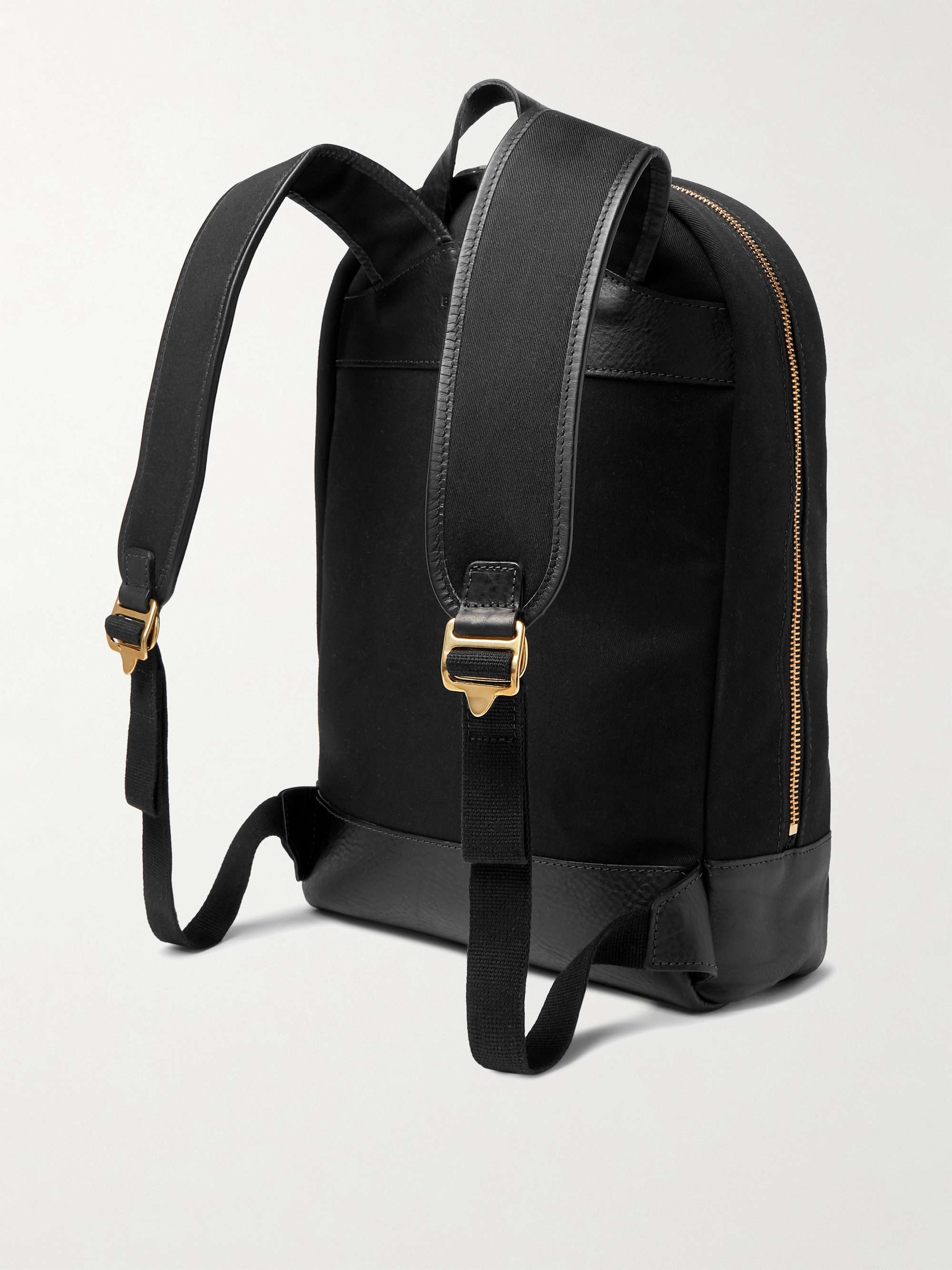 BENNETT WINCH Leather-Trimmed Cotton-Canvas Backpack