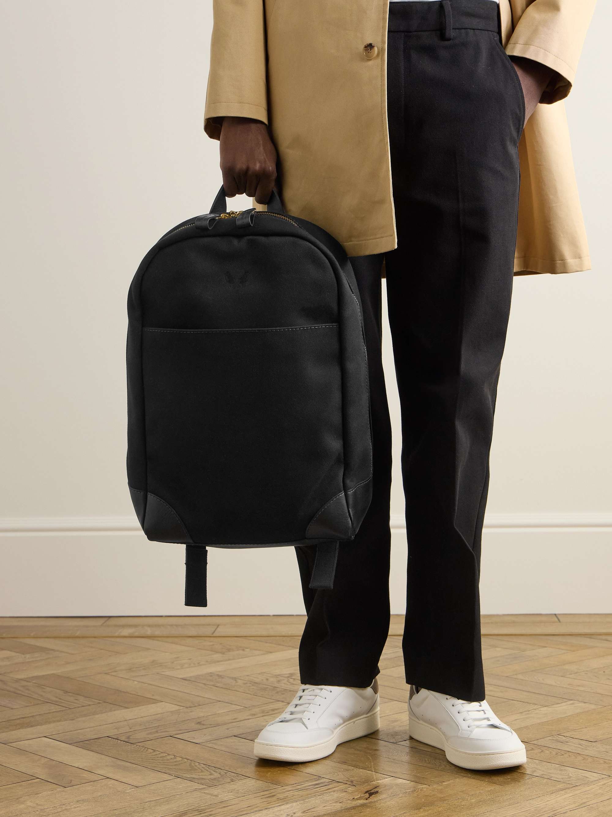BENNETT WINCH Leather-Trimmed Cotton-Canvas Backpack