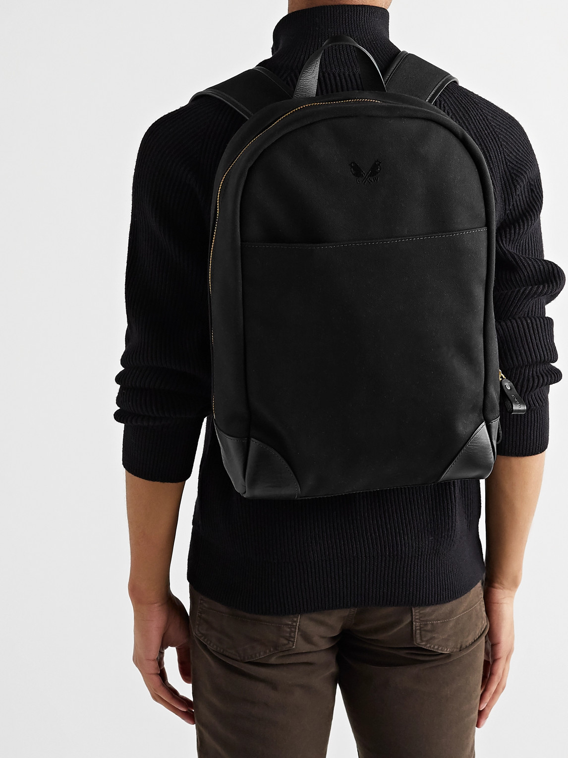 Shop Bennett Winch Leather-trimmed Cotton-canvas Backpack In Black
