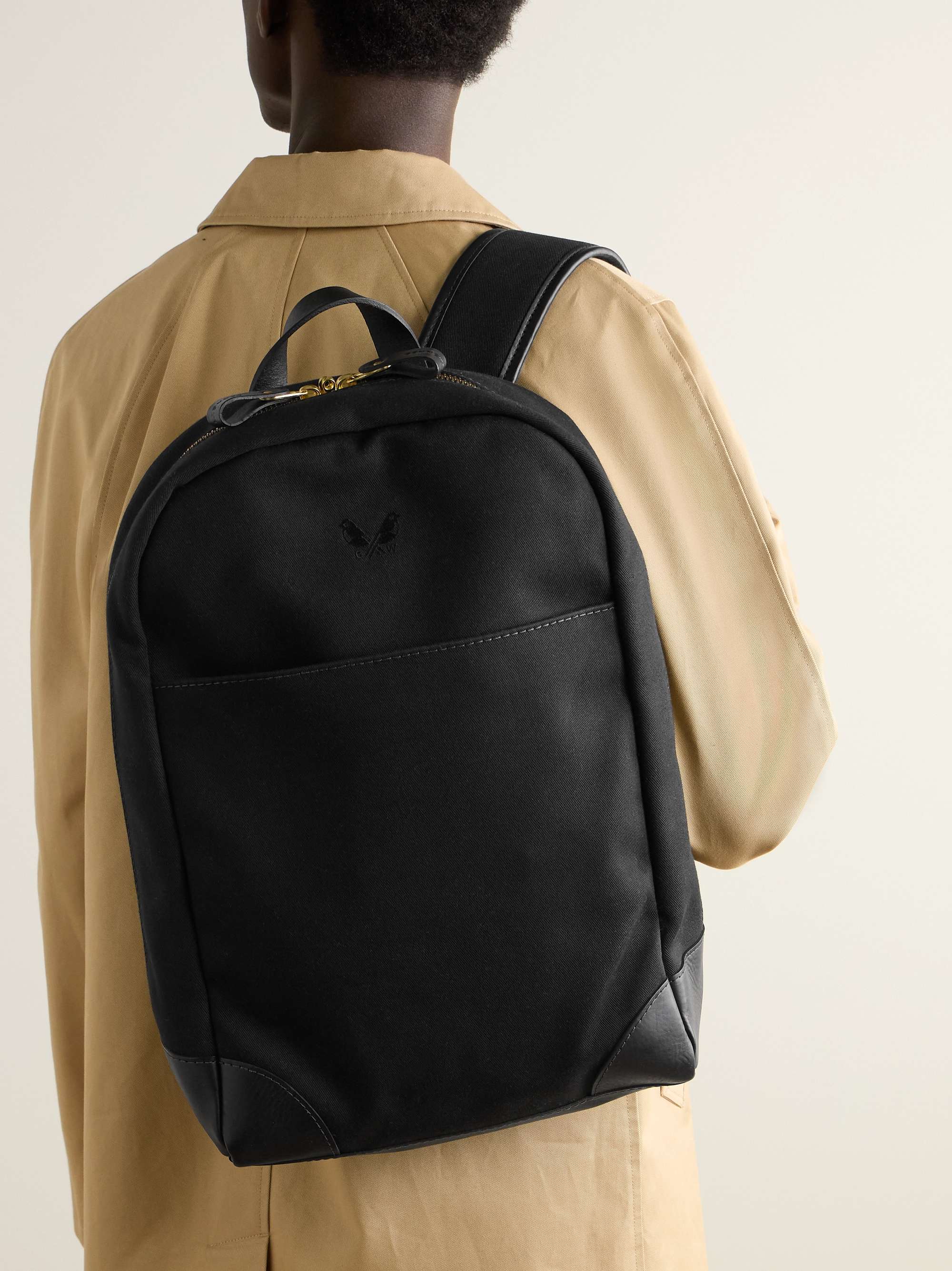 BENNETT WINCH Leather-Trimmed Cotton-Canvas Backpack