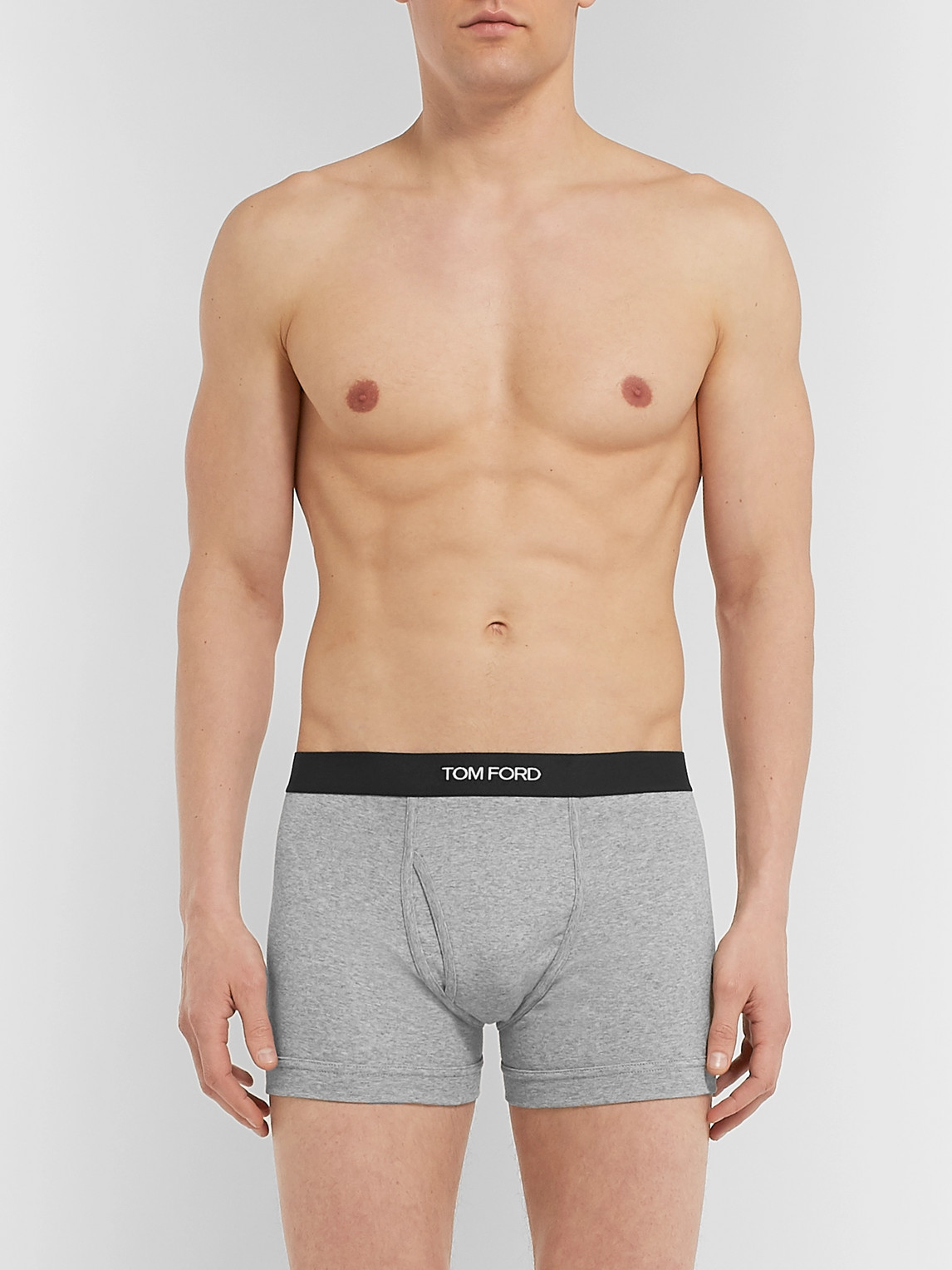 Shop Tom Ford Stretch-cotton Boxer Briefs In Gray