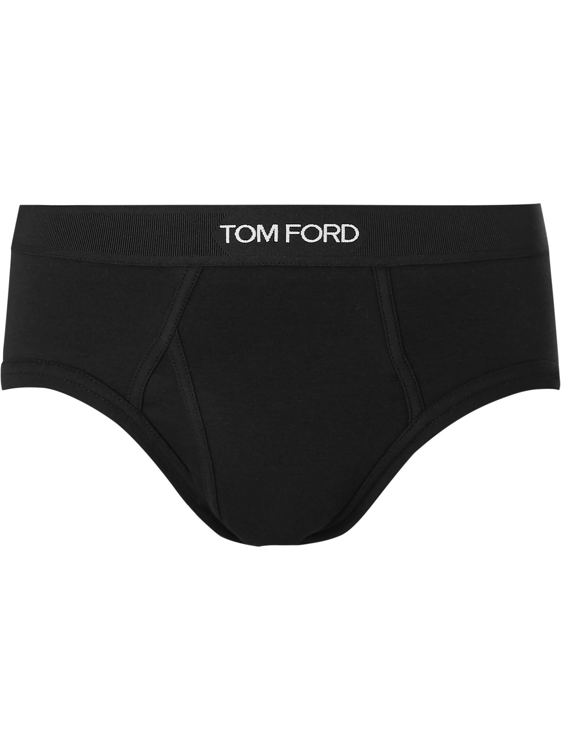 Shop Tom Ford Stretch-cotton Briefs In Black