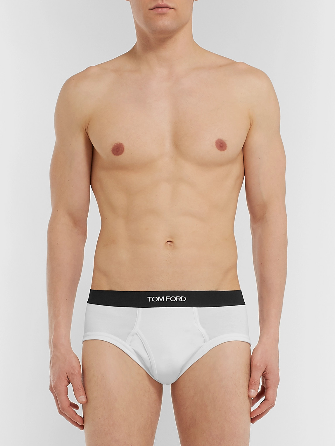 Shop Tom Ford Stretch-cotton Briefs In White