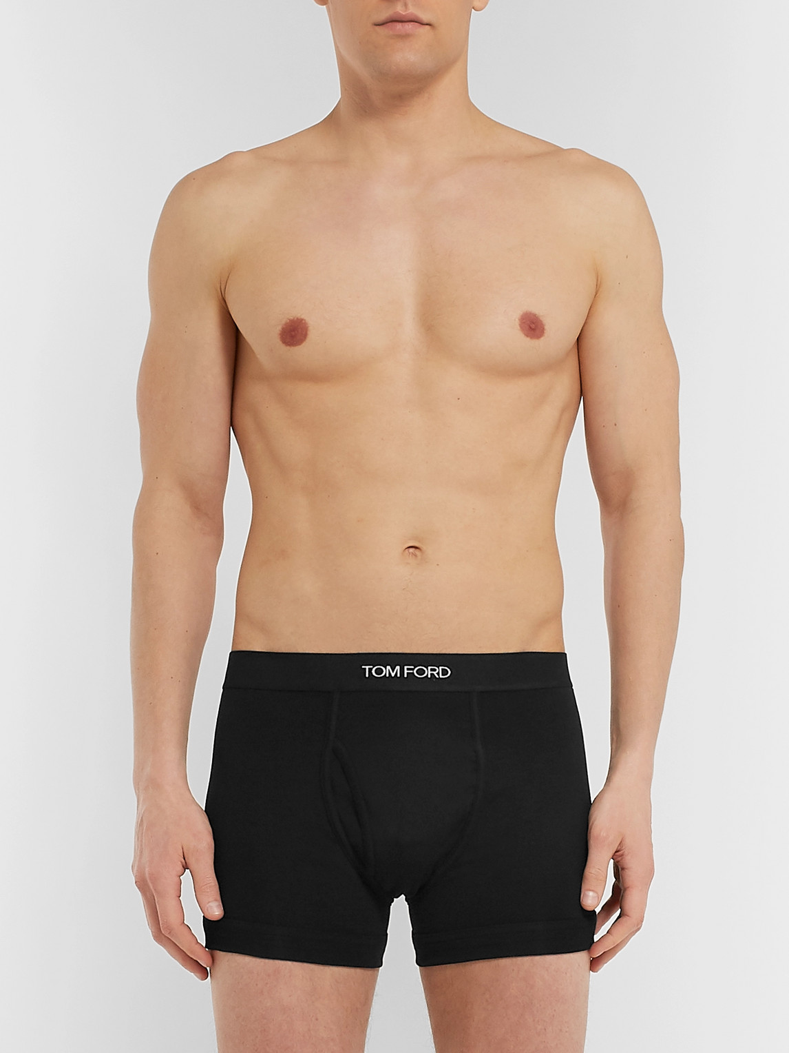 Tom Ford Cotton Boxer Briefs With Logo Band In Black