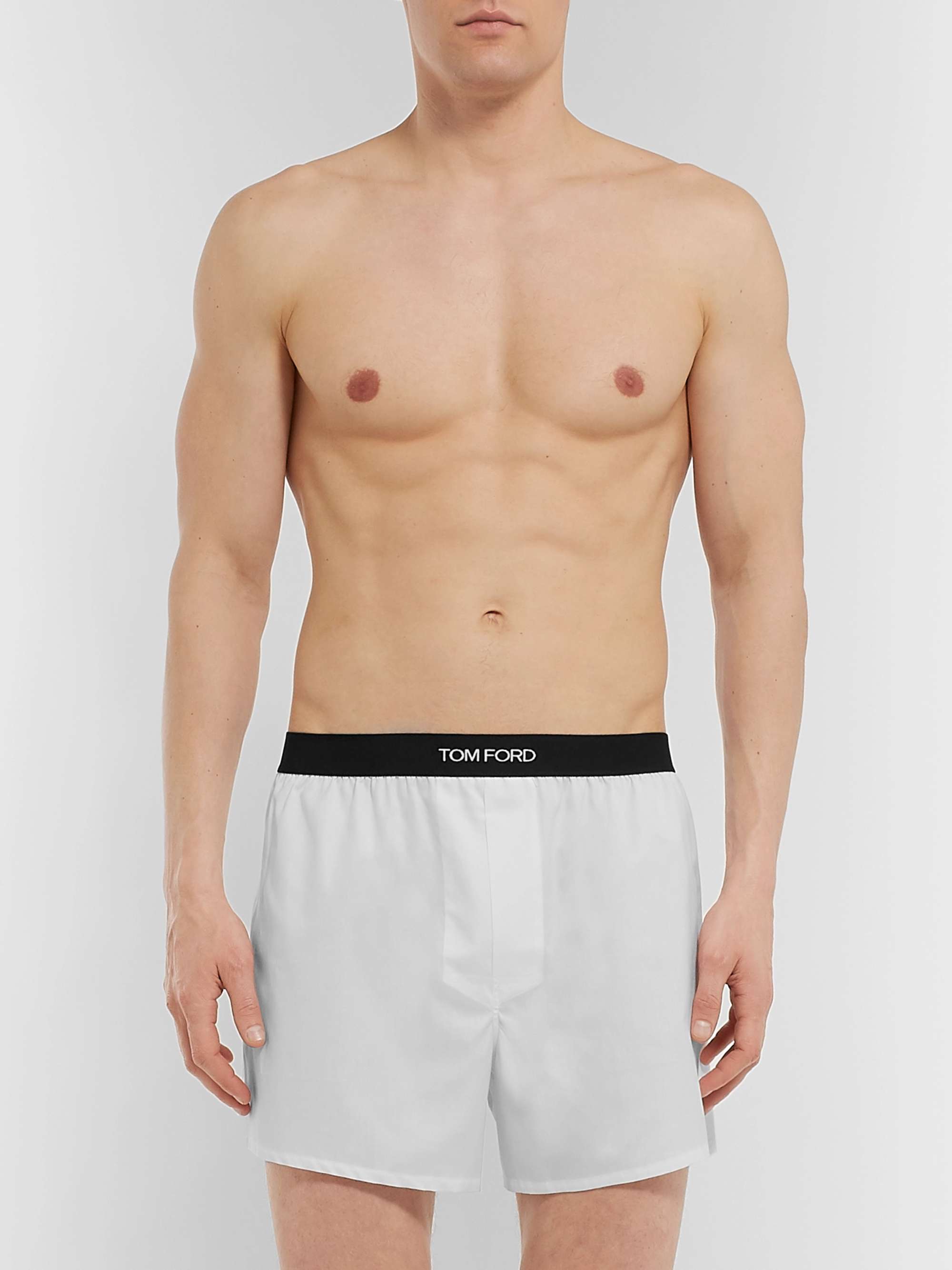 TOM FORD Grosgrain-Trimmed Cotton Boxer Shorts