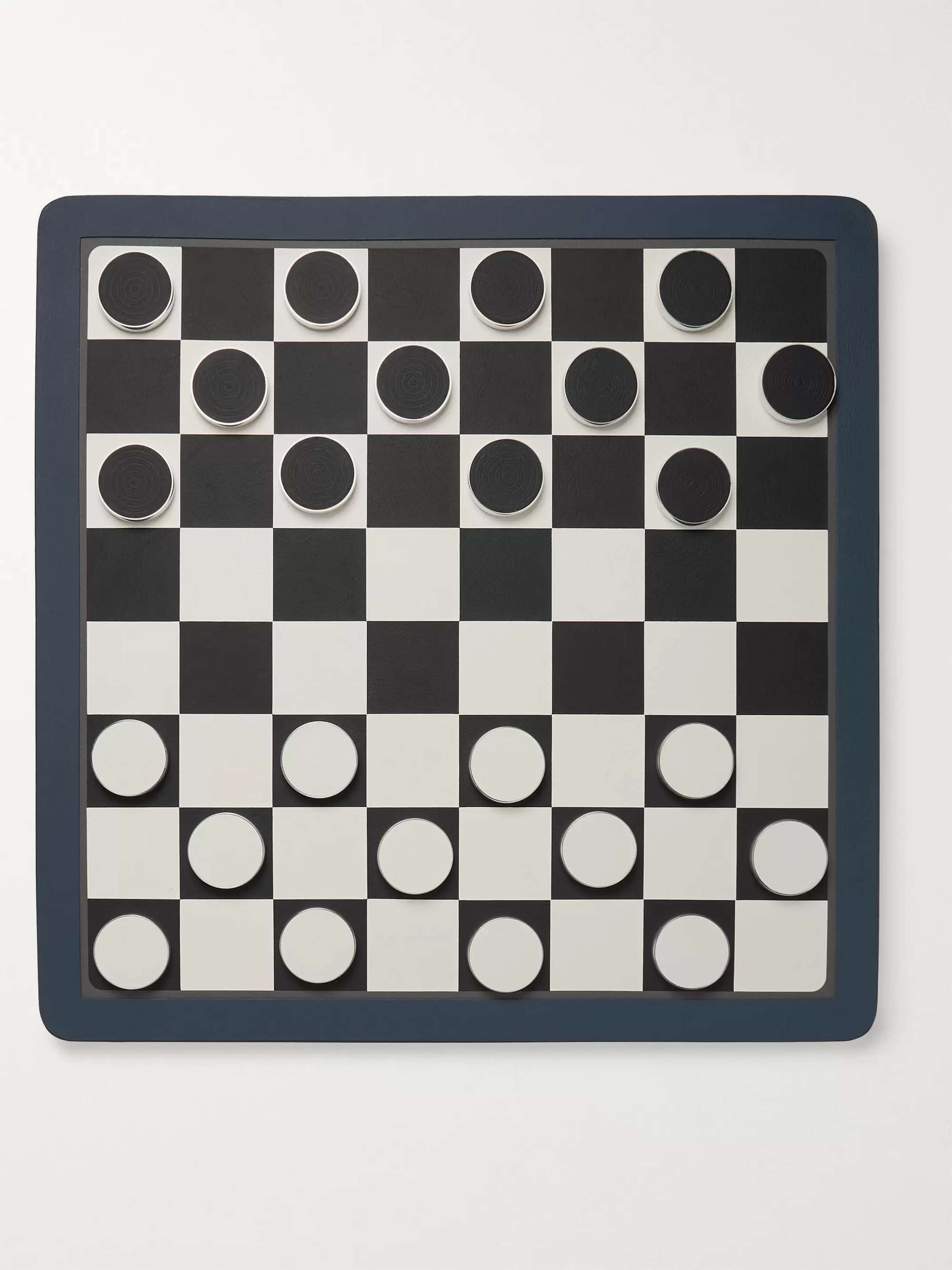 WILLIAM & SON Reversible Leather Checkers and Chess Board