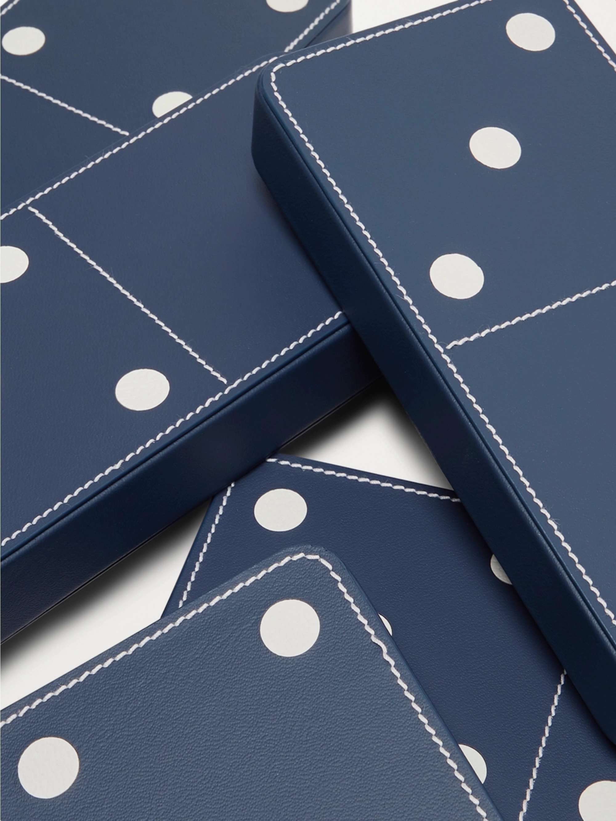 WILLIAM & SON Leather and Maple Wood Carpet Dominoes Set