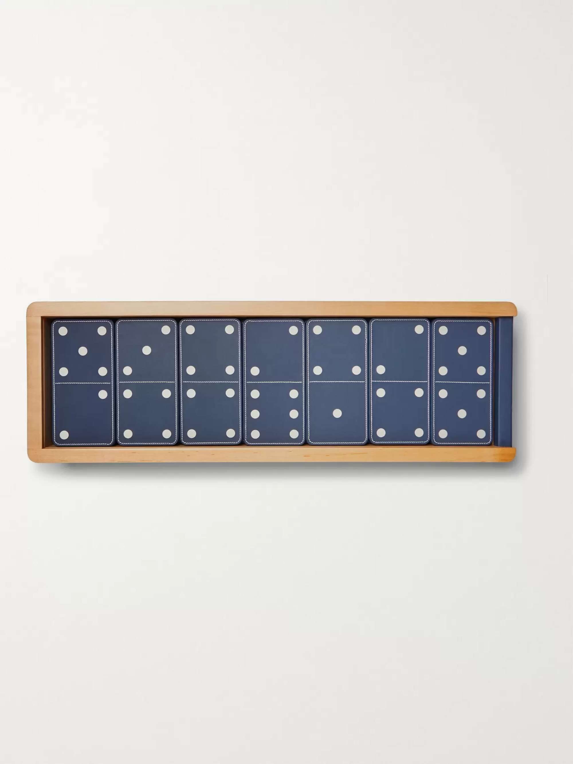 WILLIAM & SON Leather and Maple Wood Carpet Dominoes Set