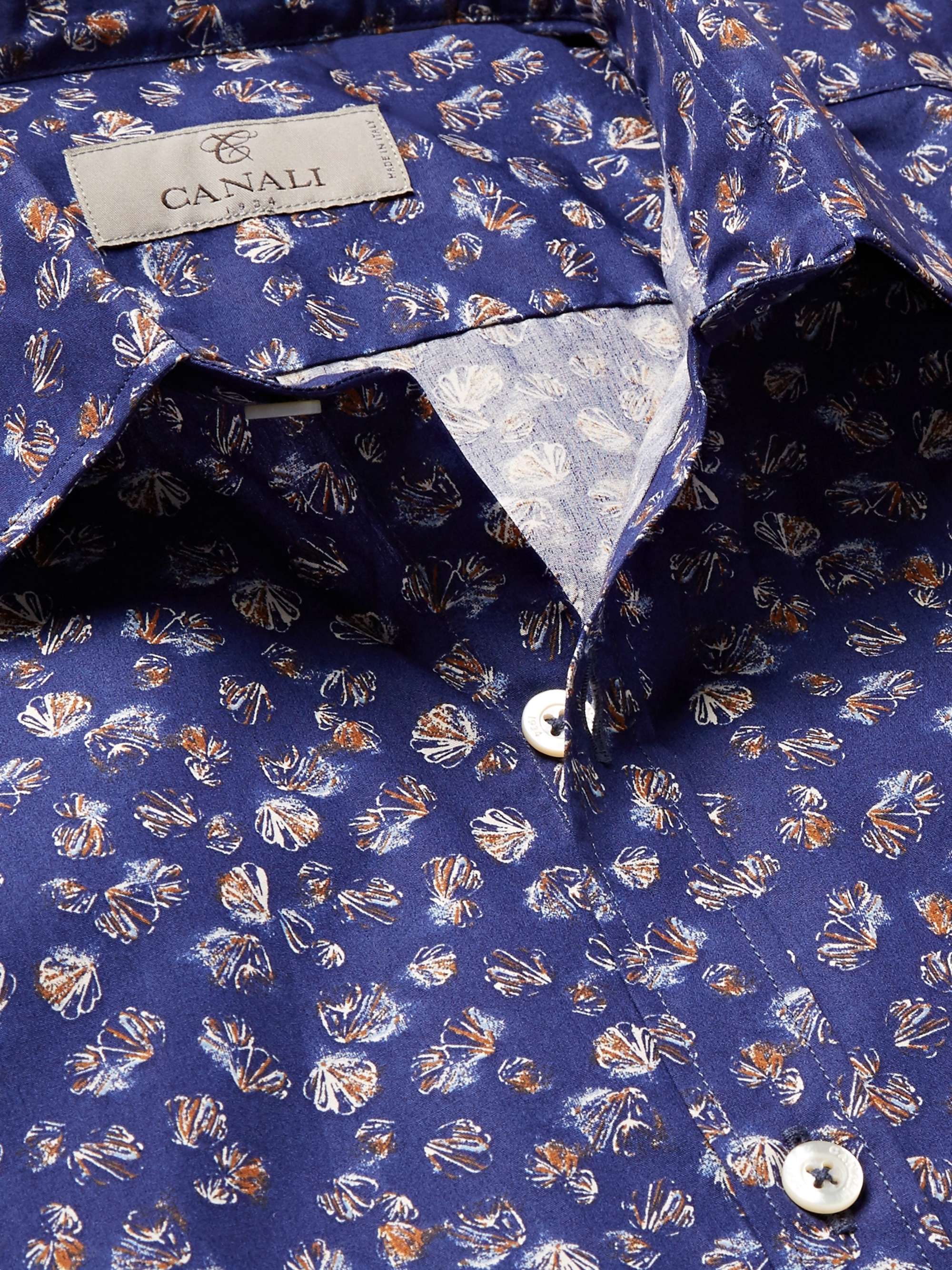 CANALI Printed Cotton-Poplin Shirt