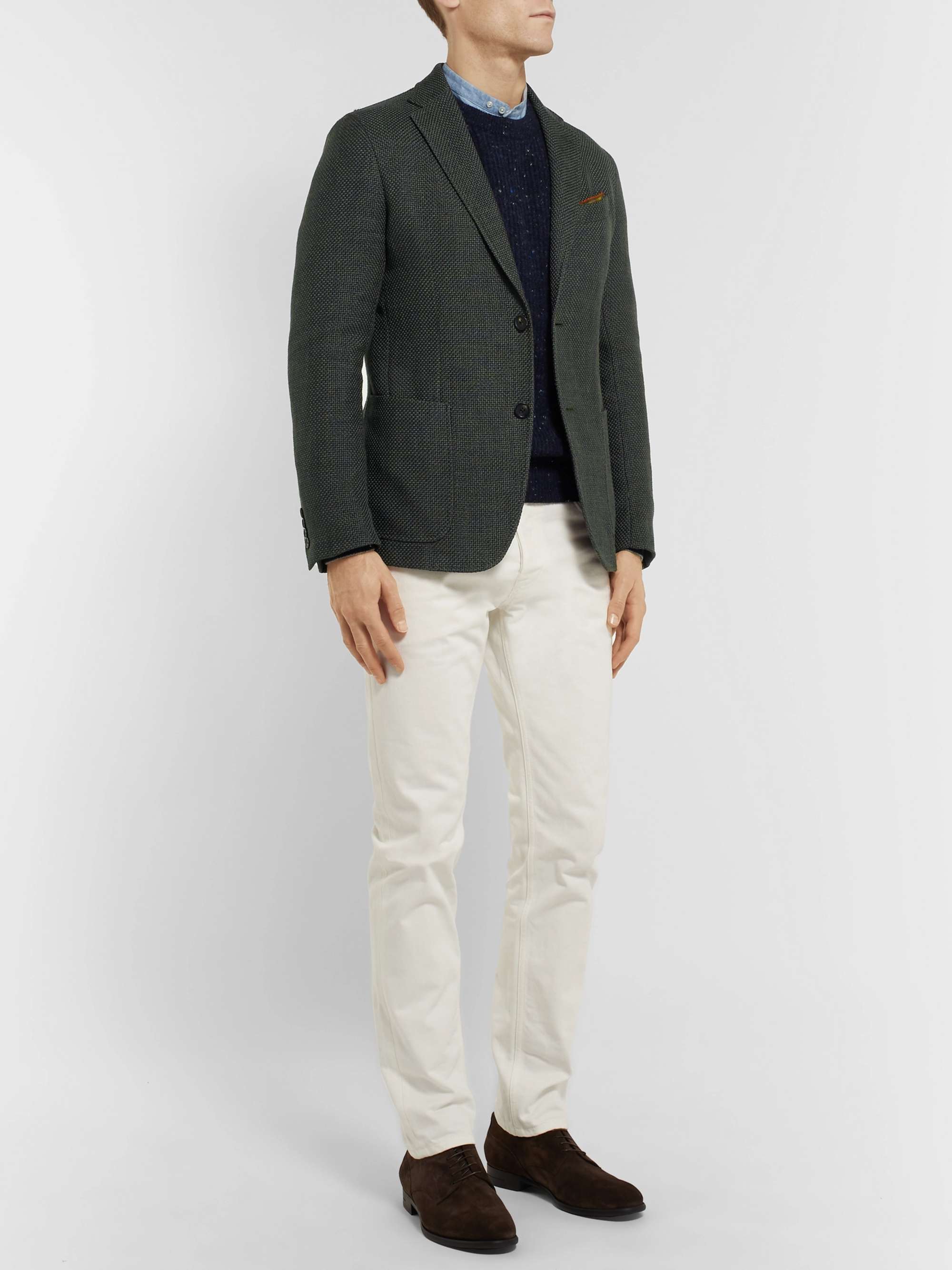 ZEGNA Dark-Green Slim-Fit Unstructured Cotton-Blend Blazer