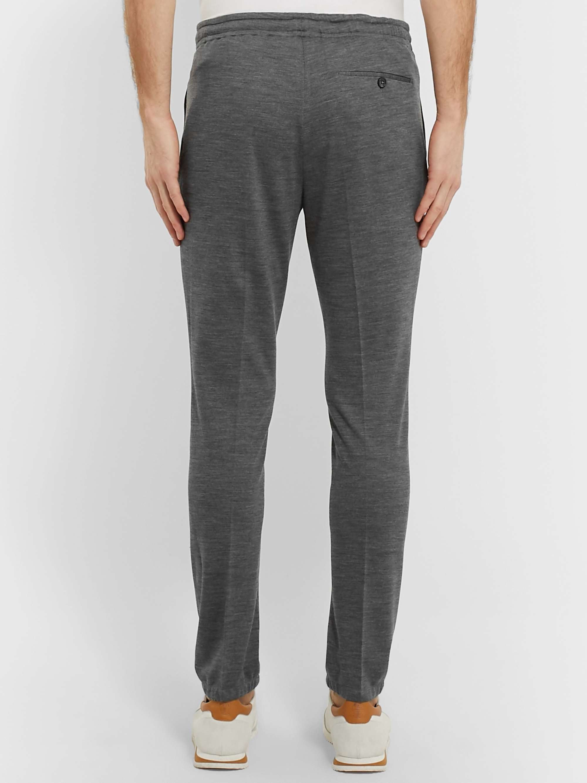Z ZEGNA Grey Slim-Fit Tapered TECHMERINO Wool-Jersey Drawstring Suit Trousers