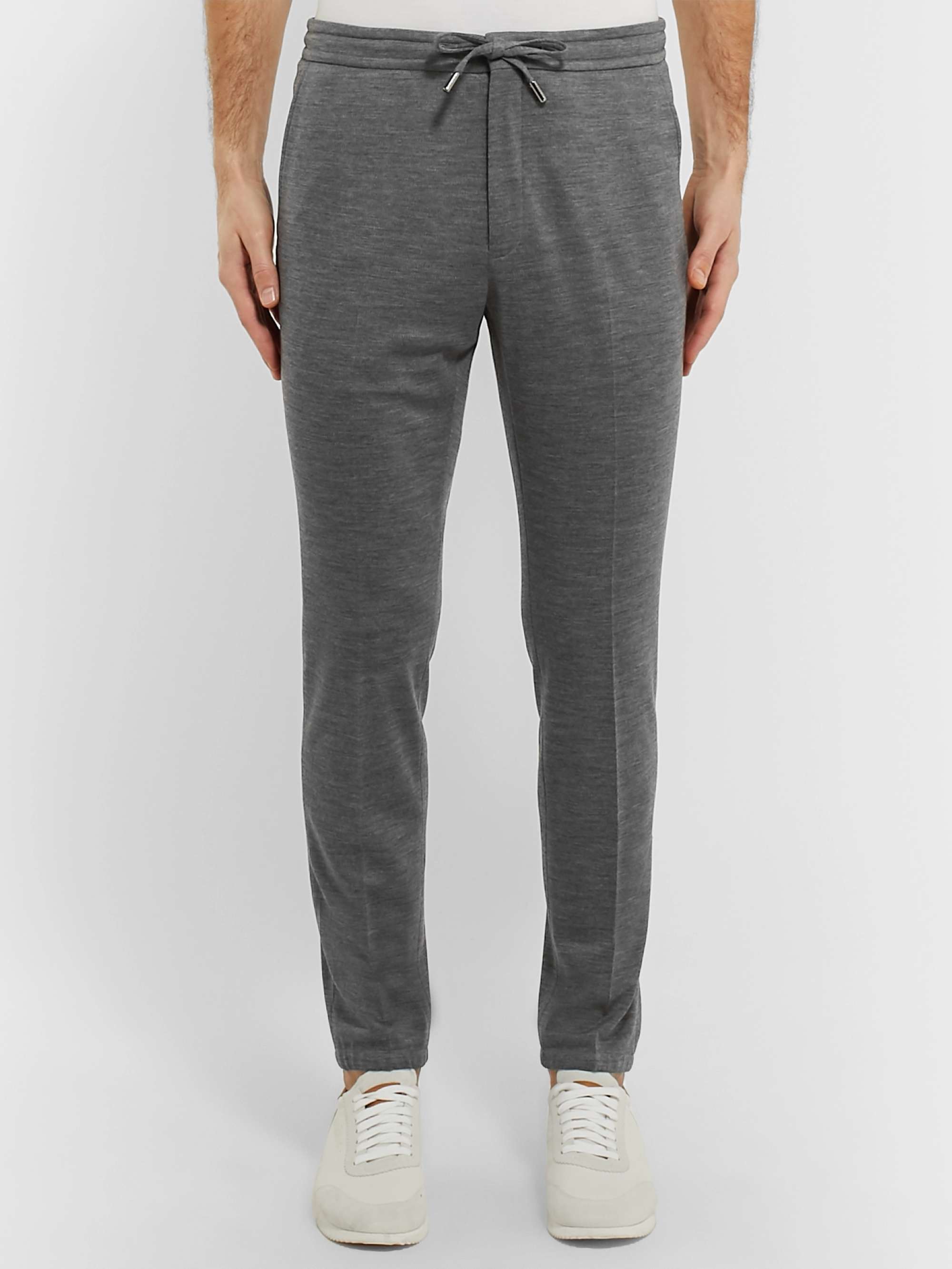 Z ZEGNA Grey Slim-Fit Tapered TECHMERINO Wool-Jersey Drawstring Suit Trousers