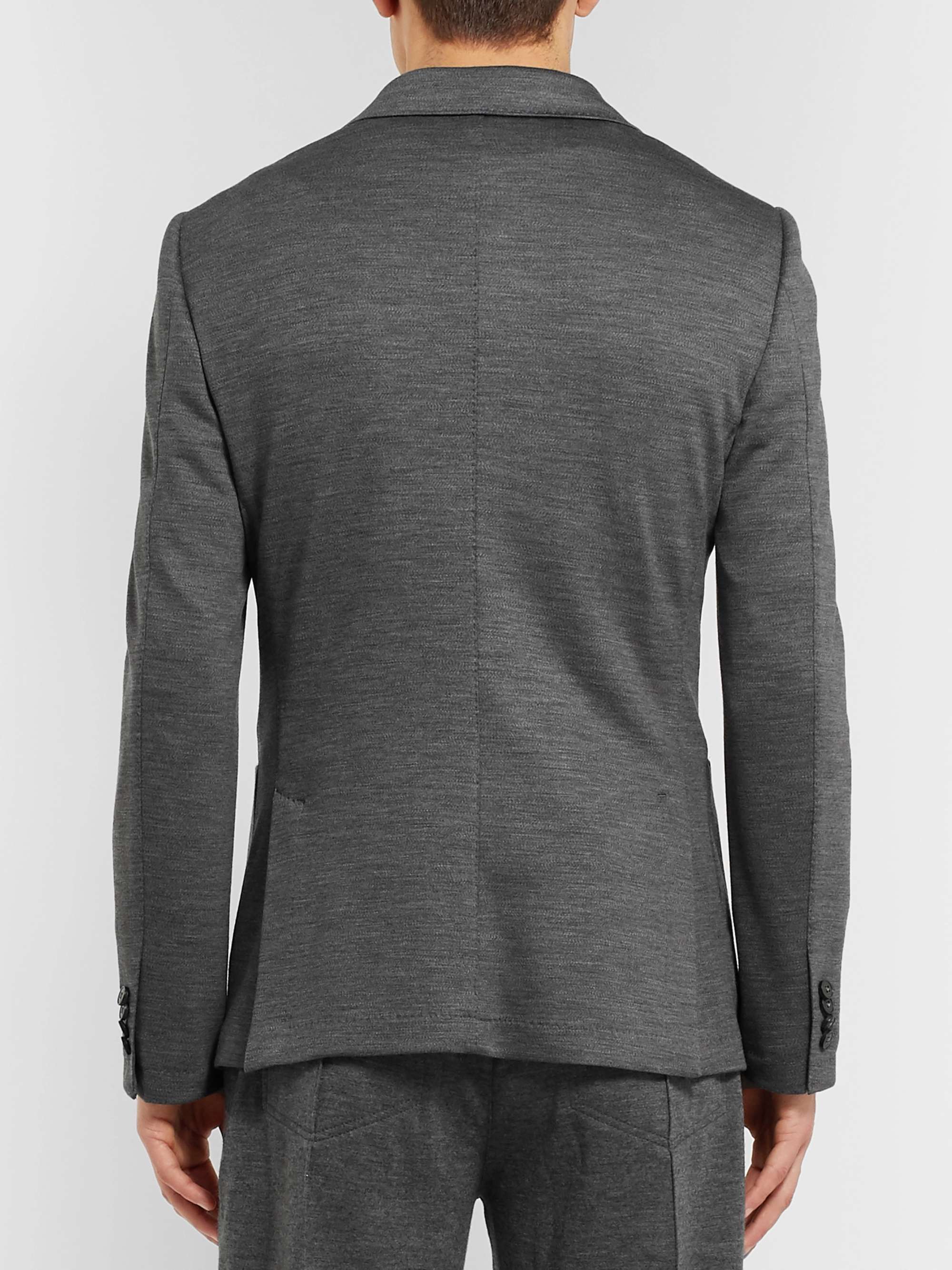 Z ZEGNA Grey Slim-Fit TECHMERINO Wool-Jersey Suit Jacket