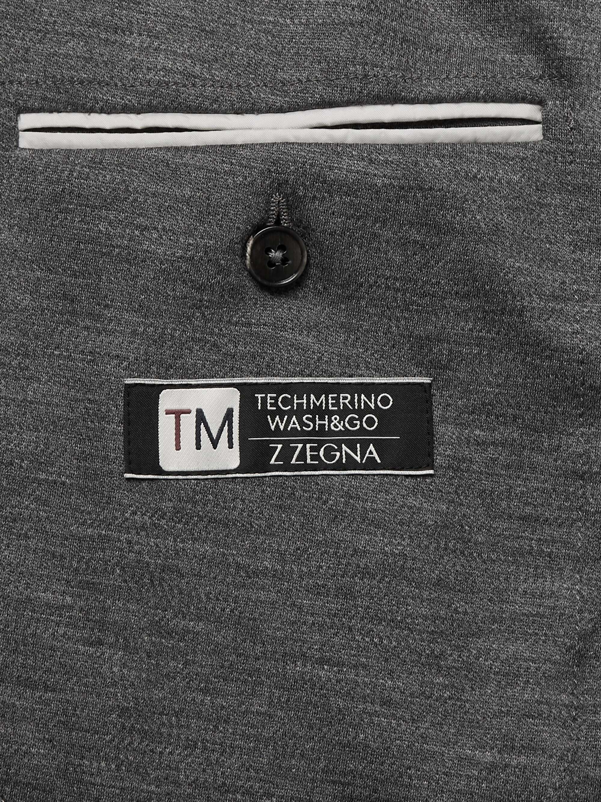 Z ZEGNA Grey Slim-Fit TECHMERINO Wool-Jersey Suit Jacket