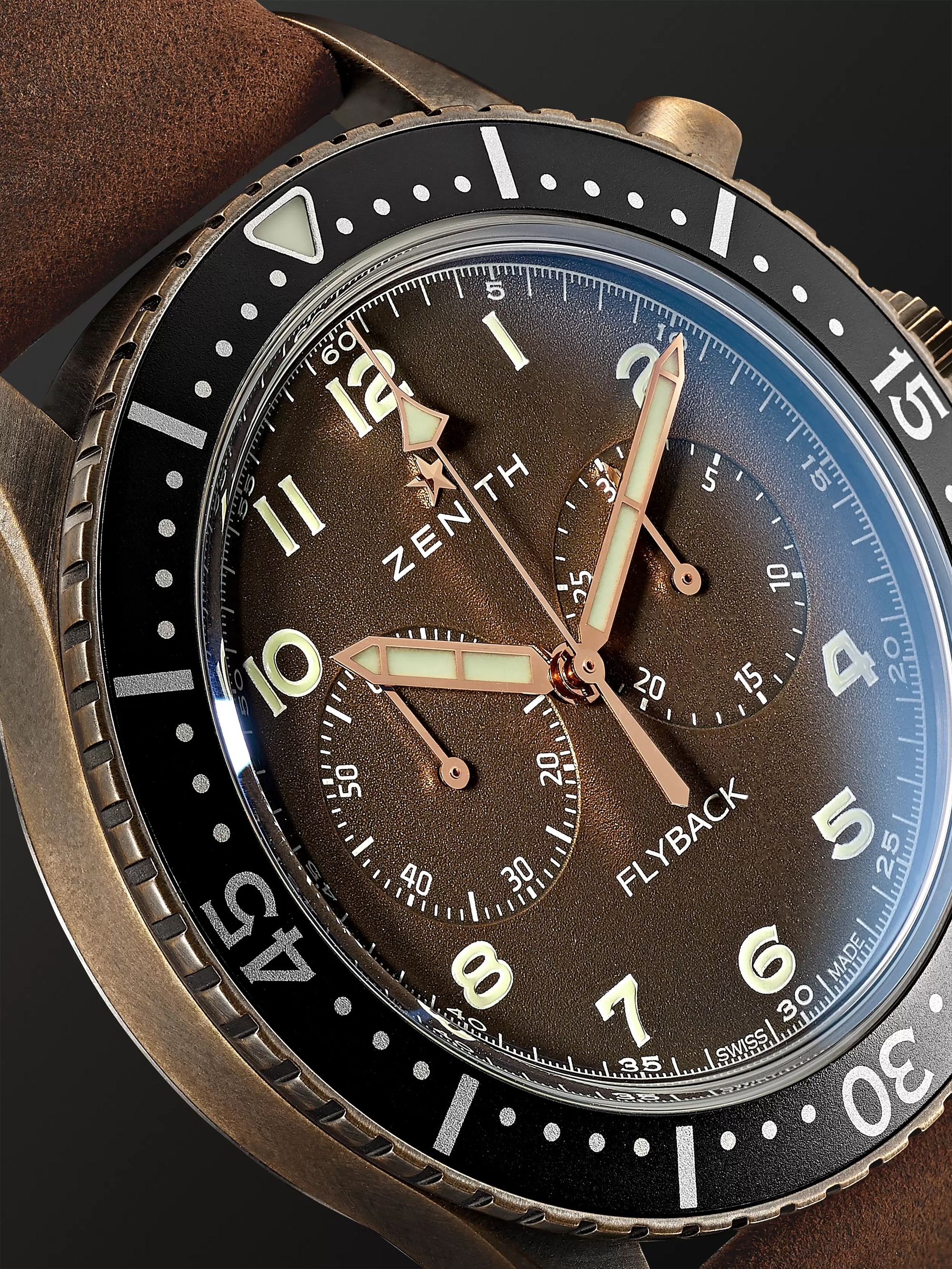 ZENITH Pilot Cronometro TIPO CP-2 Automatic 43mm Bronze and Nubuck Watch, Ref. No. 29.2240.405/18.C801