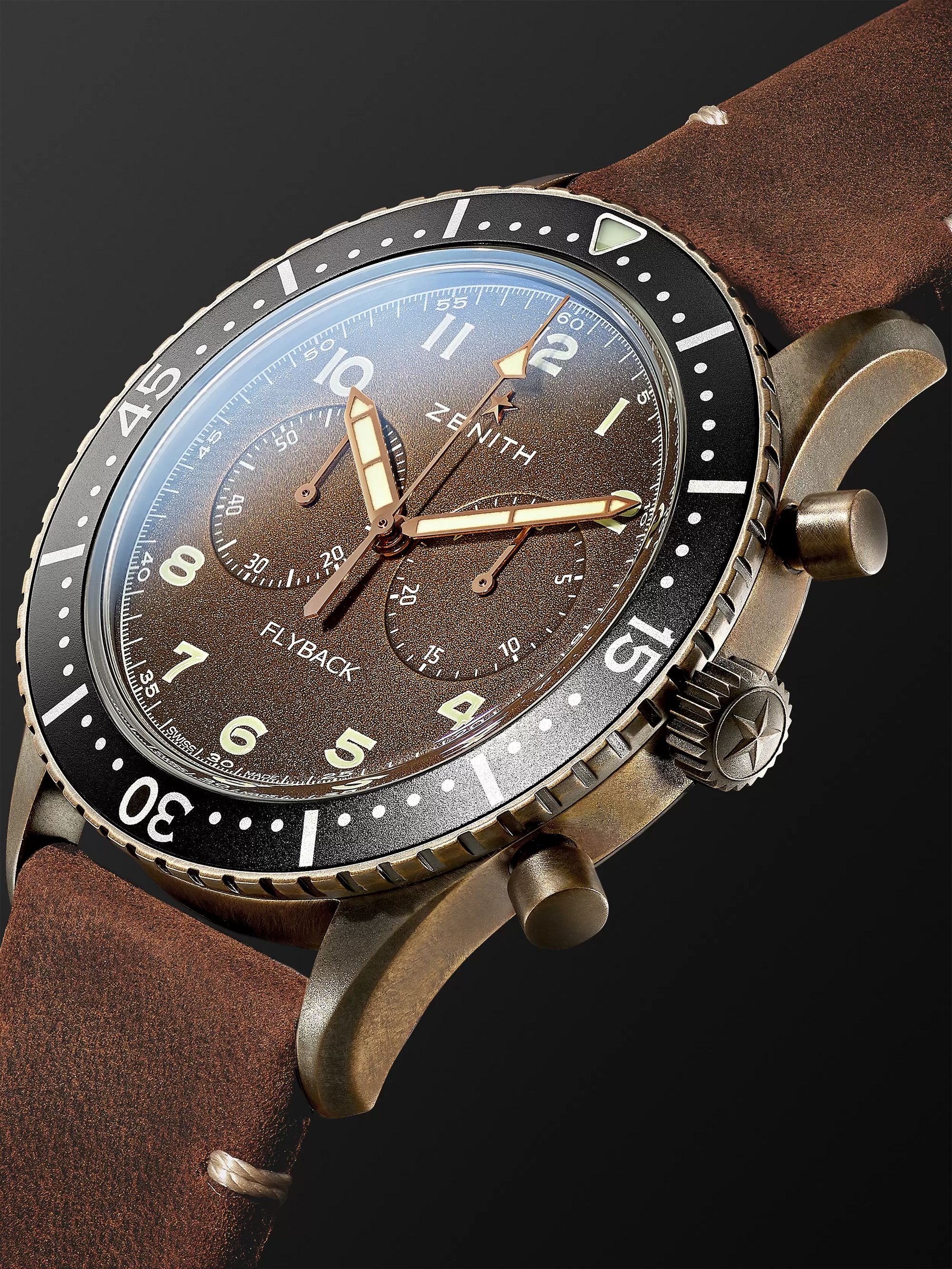 ZENITH Pilot Cronometro TIPO CP-2 Automatic 43mm Bronze and Nubuck Watch, Ref. No. 29.2240.405/18.C801