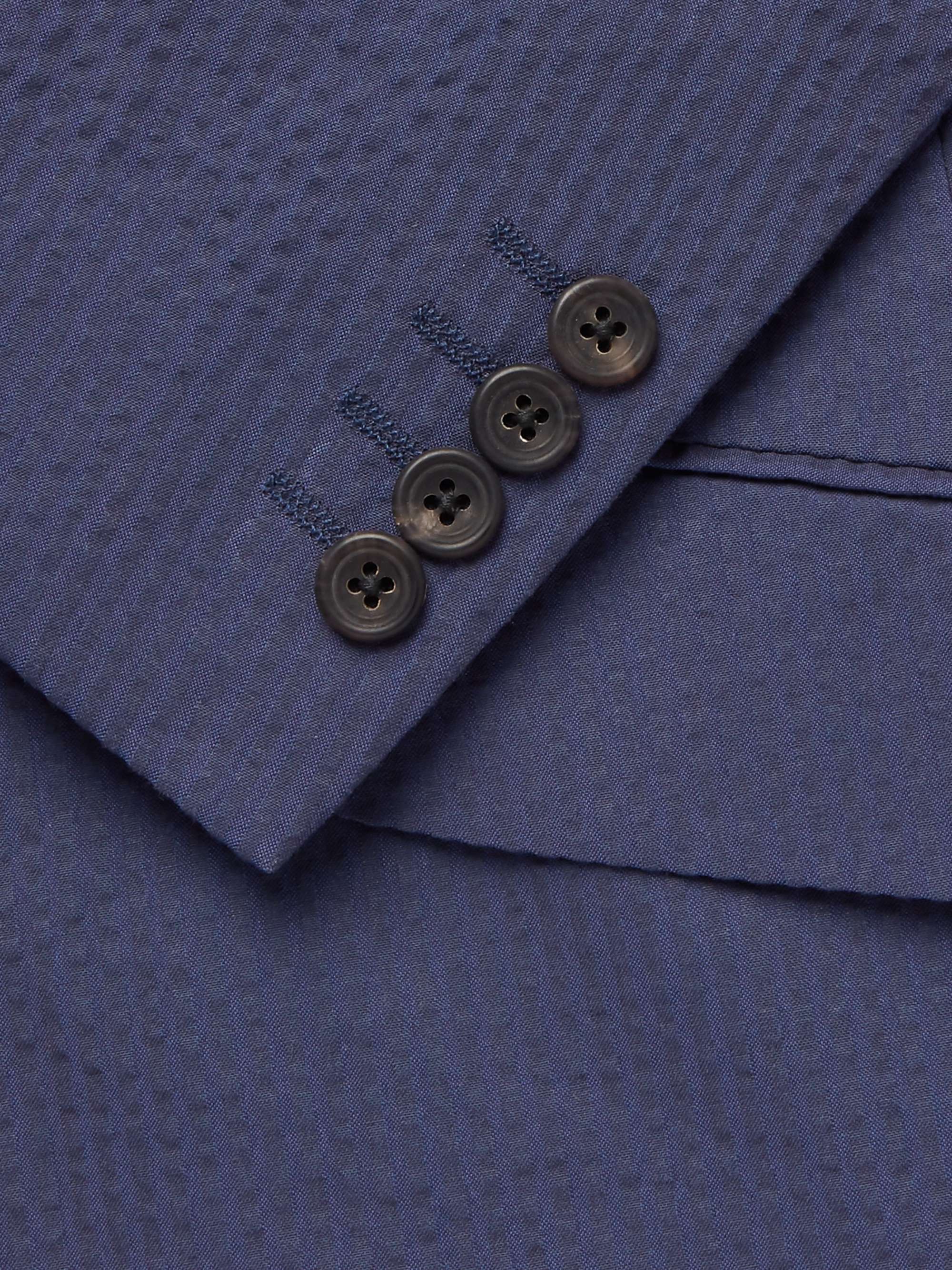 RICHARD JAMES Navy Sheisen Slim-Fit Cotton-Seersucker Suit Jacket