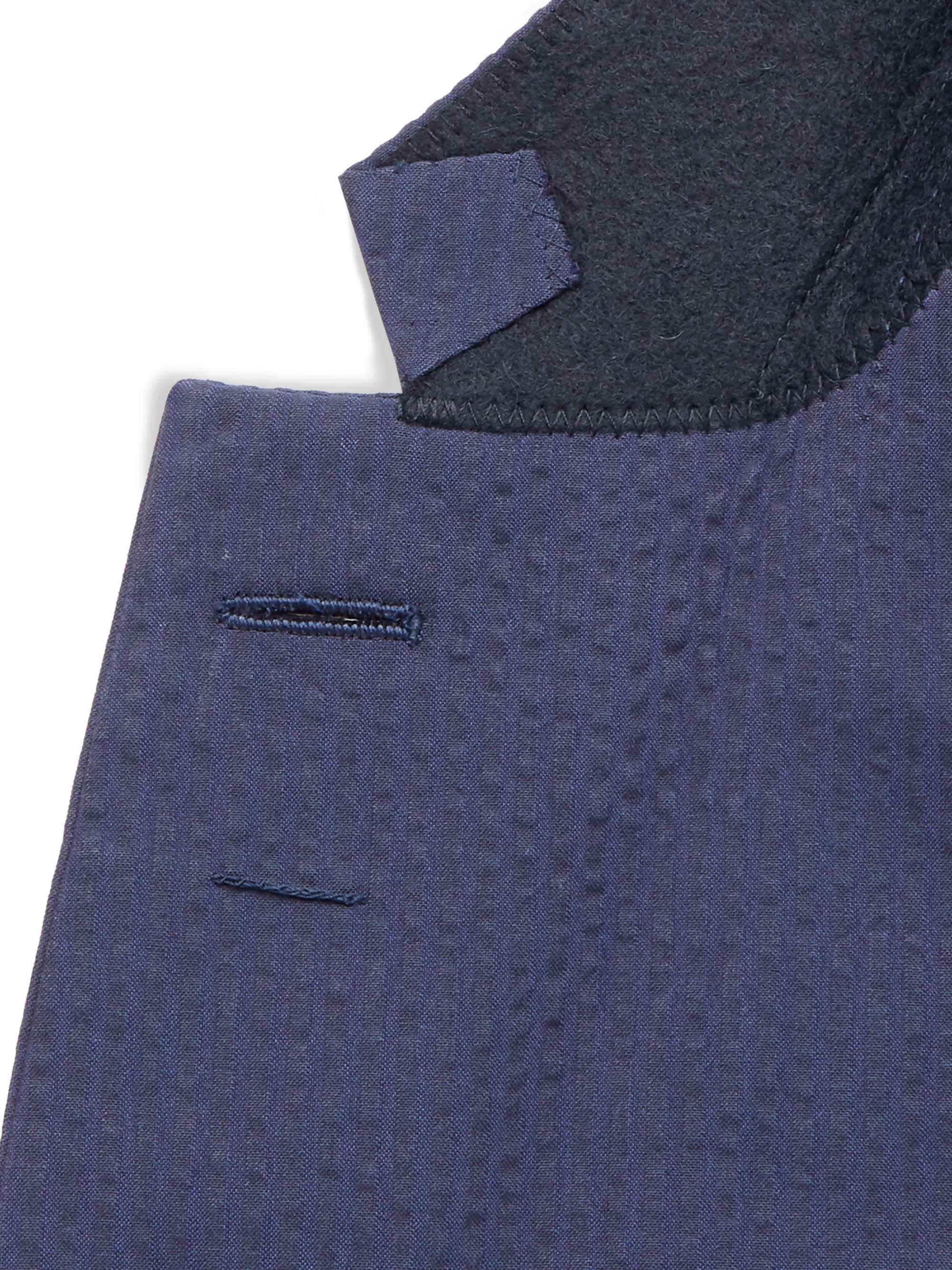 RICHARD JAMES Navy Sheisen Slim-Fit Cotton-Seersucker Suit Jacket