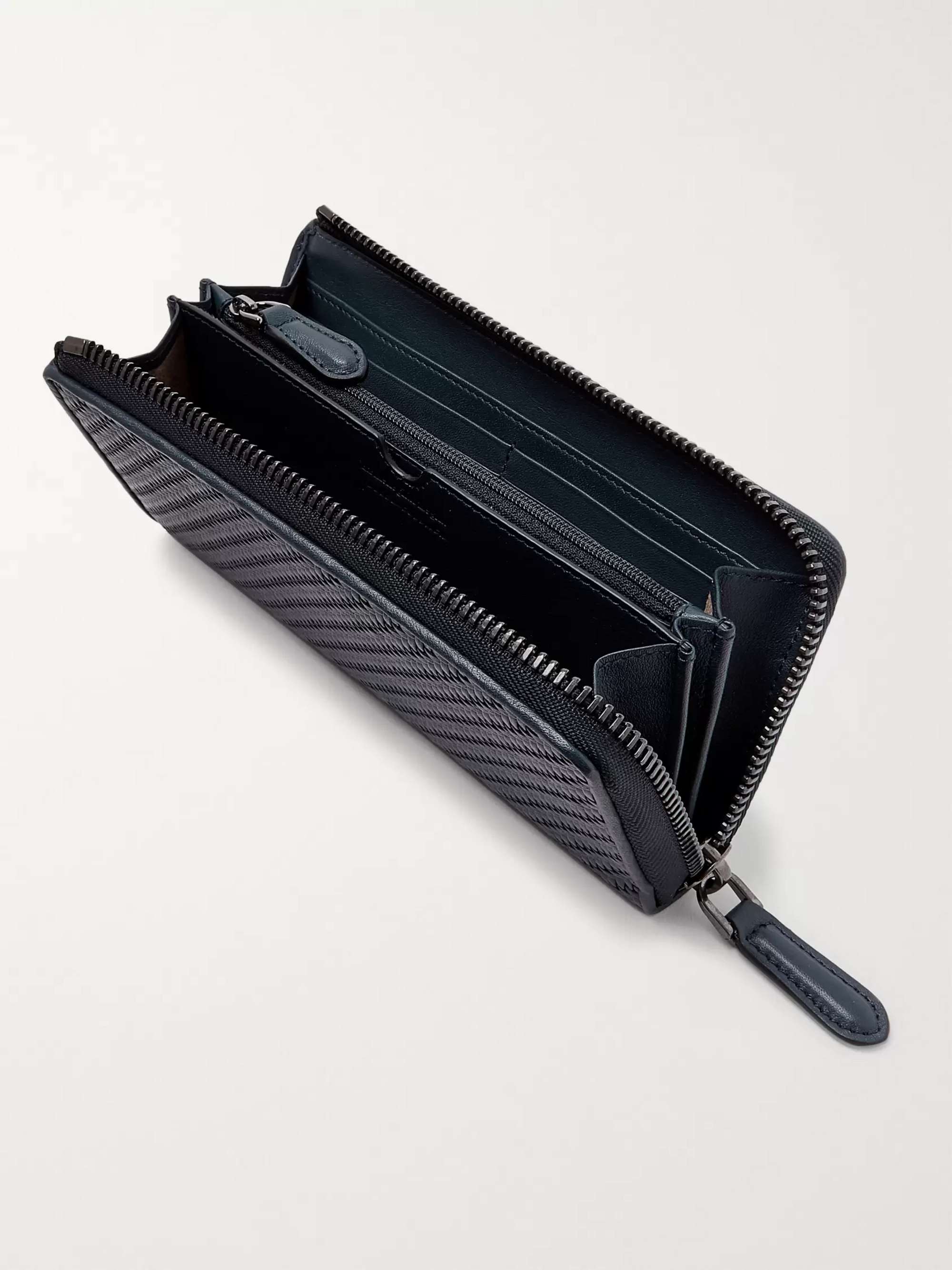 ZEGNA Pelle Tessuta Leather Zip-Around Wallet