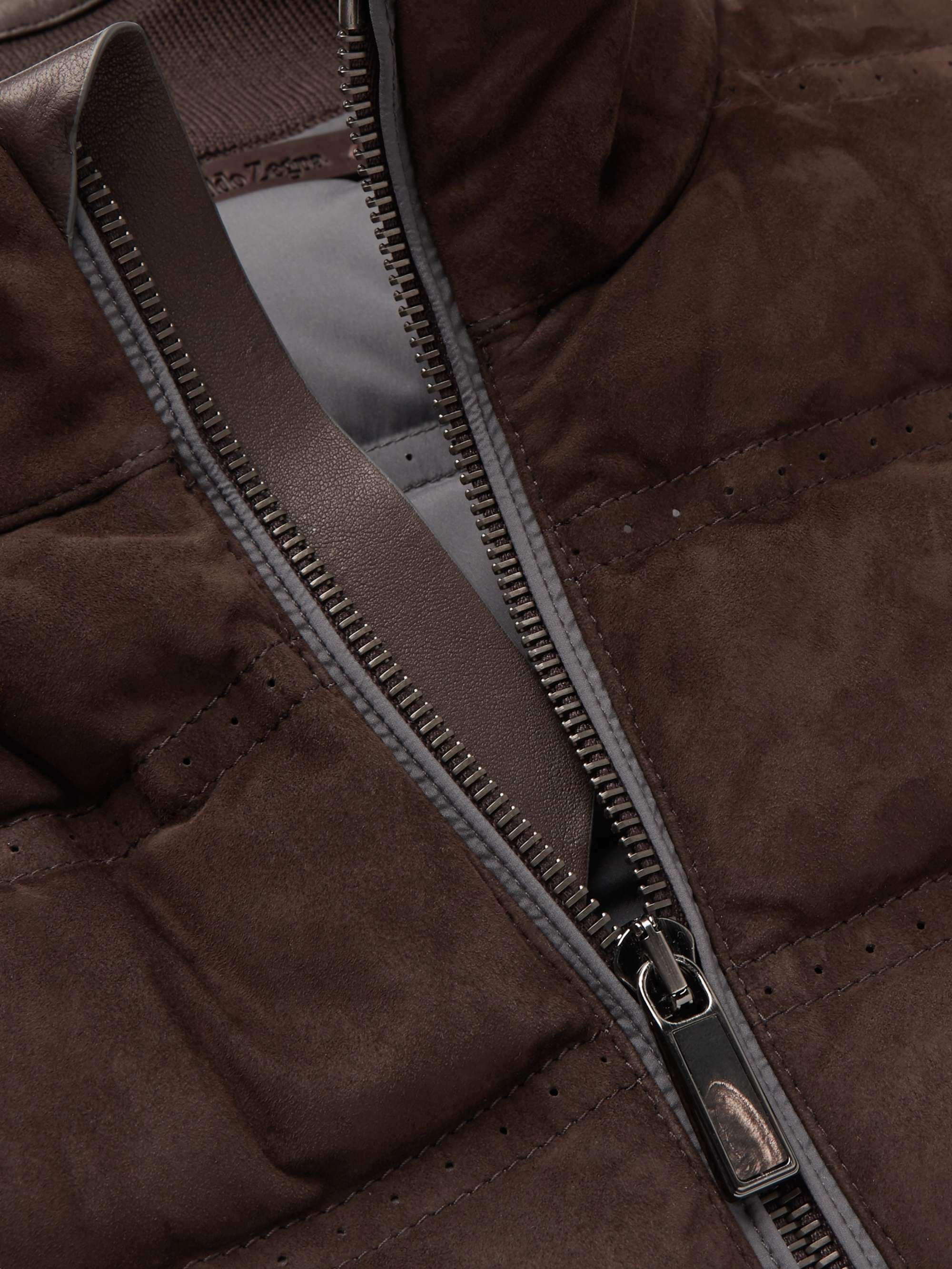 ZEGNA Quilted Suede and Cotton Down Gilet