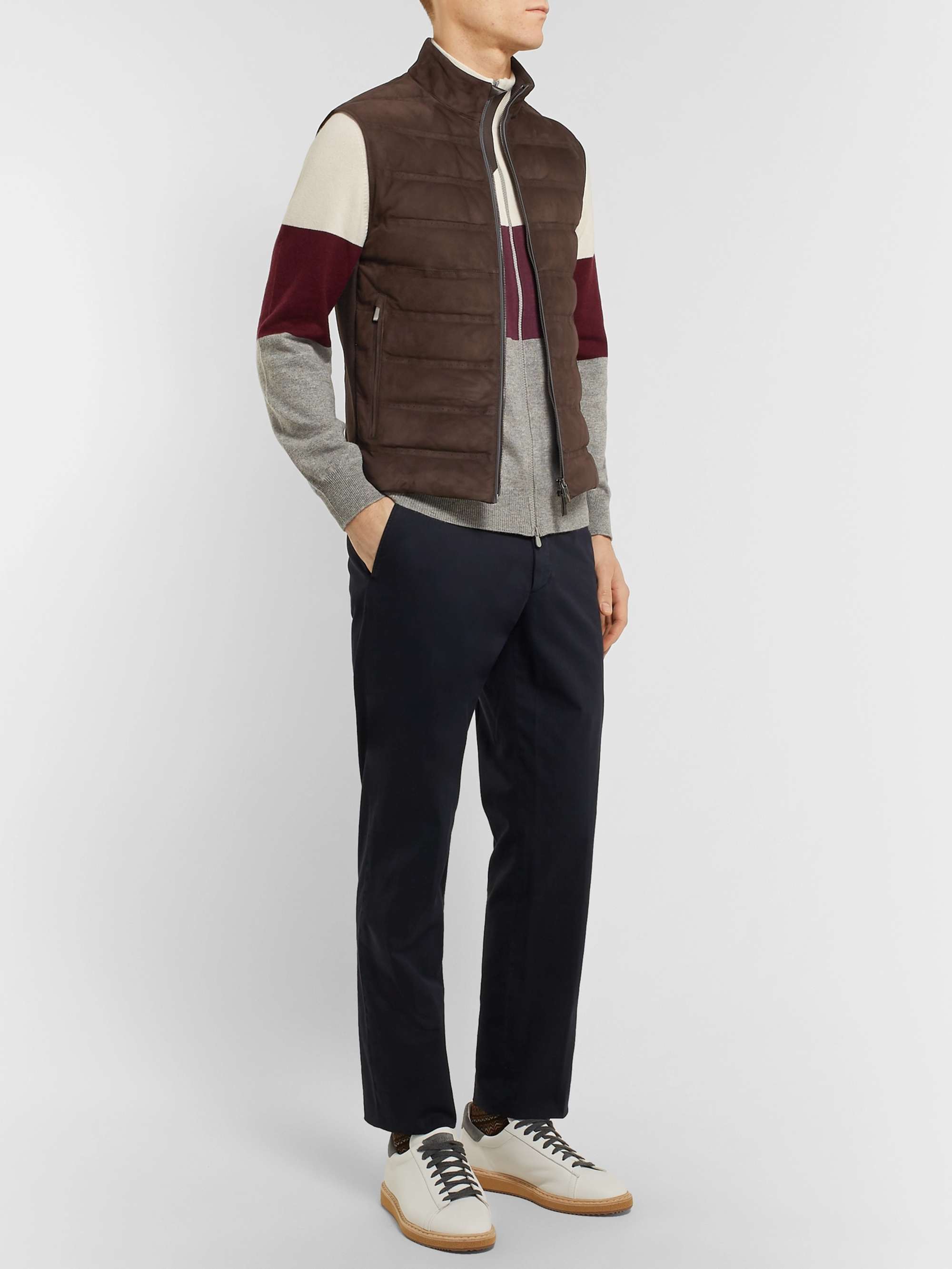 ZEGNA Quilted Suede and Cotton Down Gilet