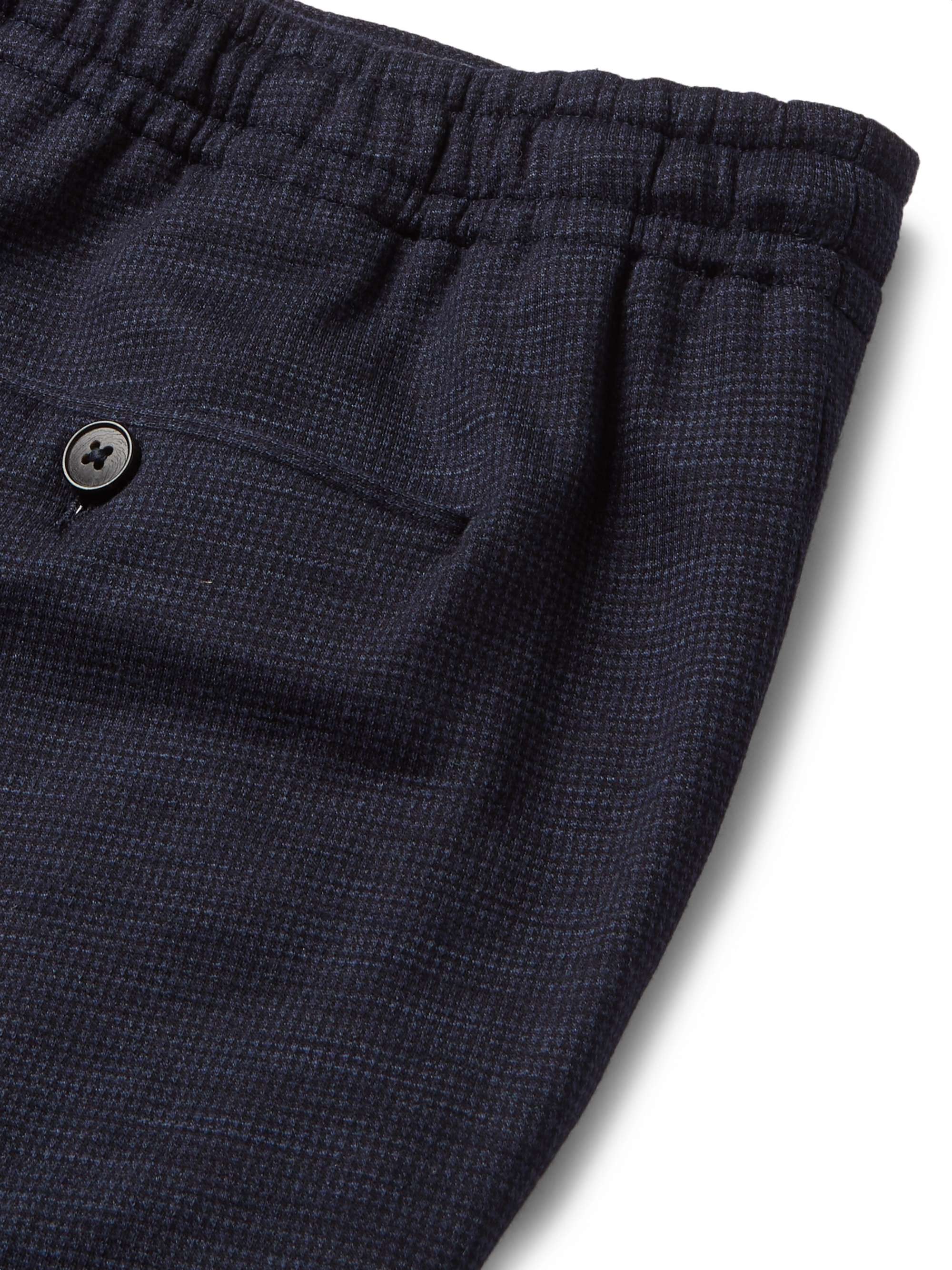 Z ZEGNA Navy Slim-Fit Tapered Puppytooth TECHMERINO Wool-Jersey Suit Trousers