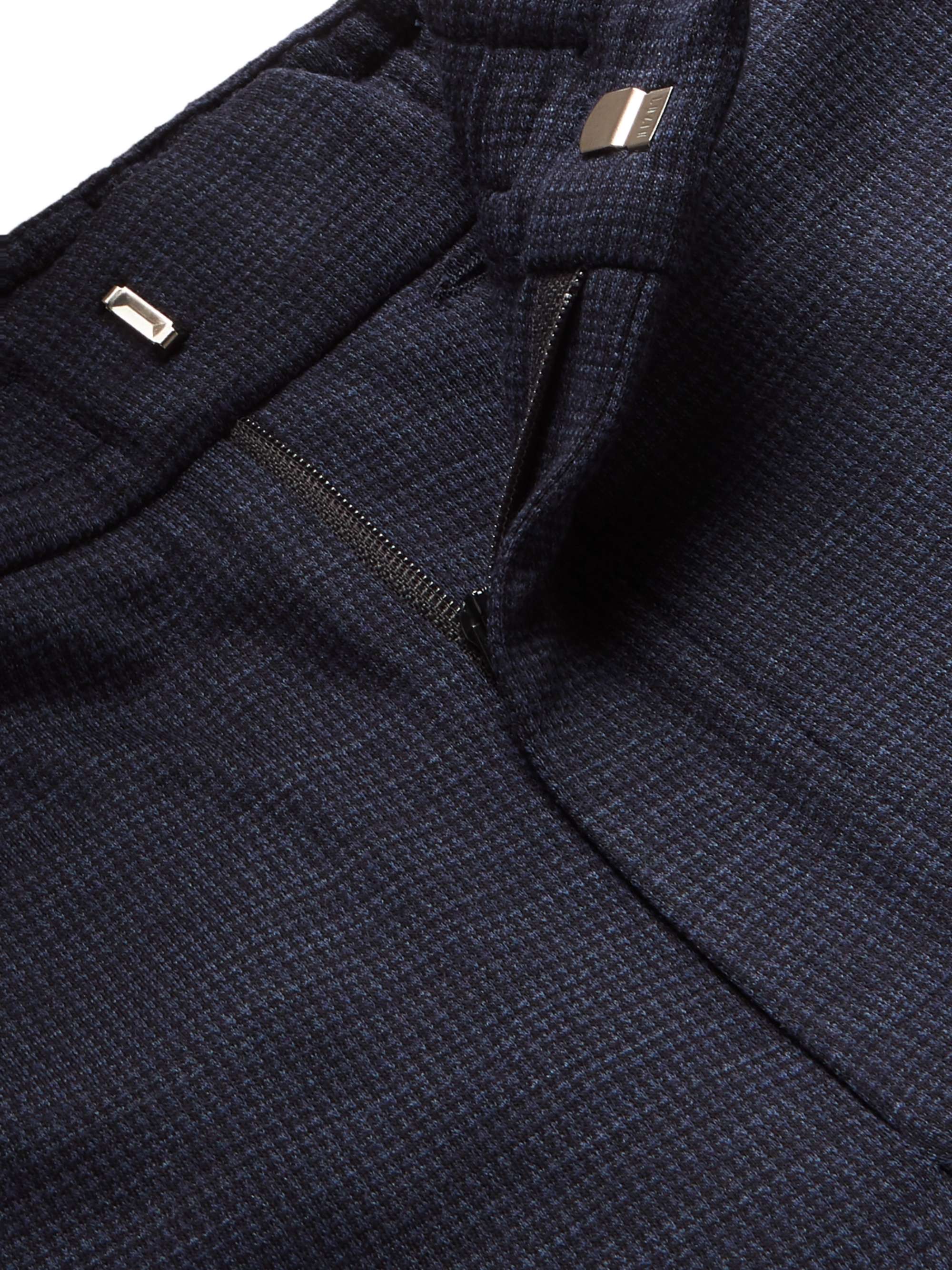 Z ZEGNA Navy Slim-Fit Tapered Puppytooth TECHMERINO Wool-Jersey Suit Trousers