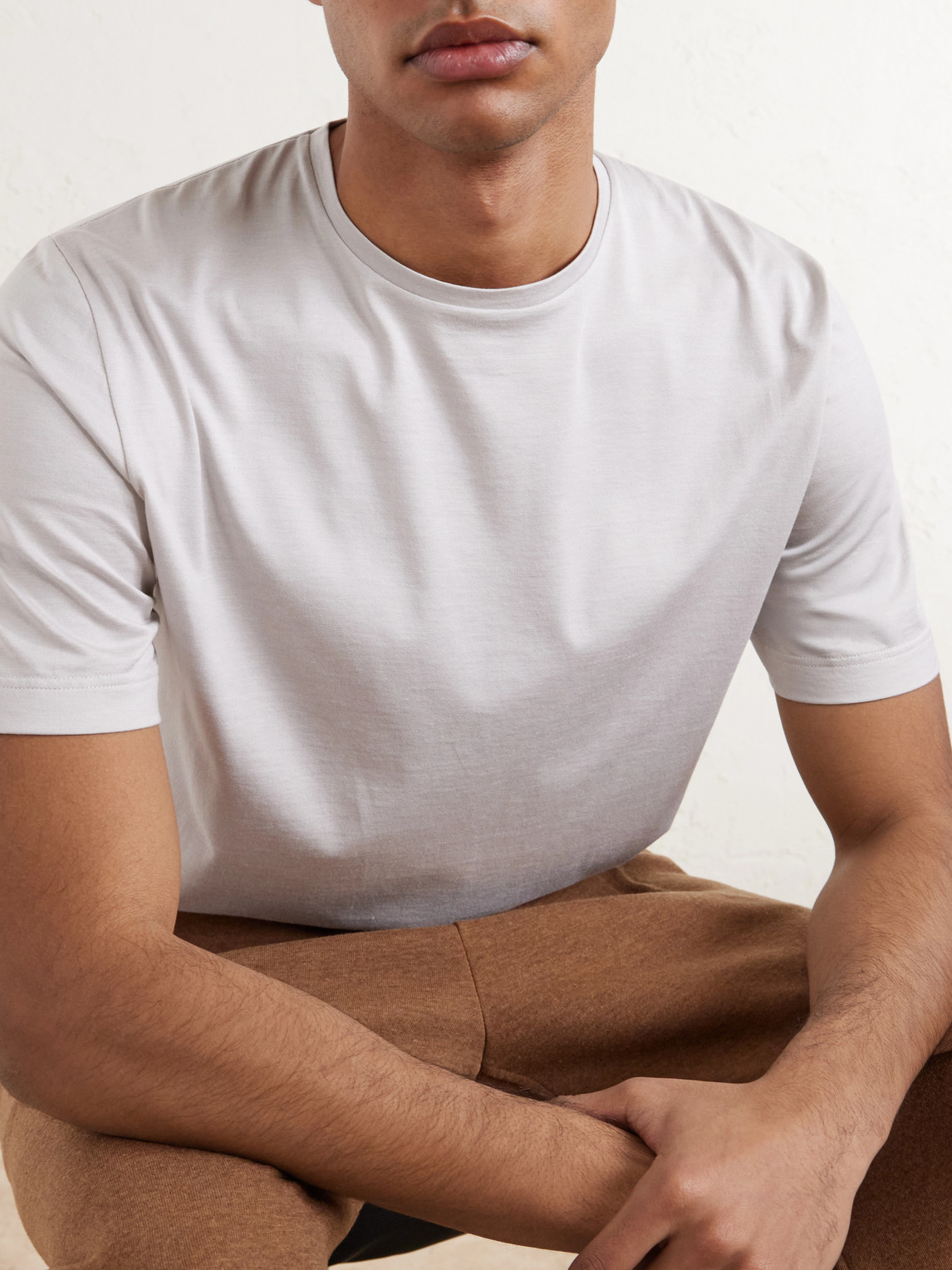 Loro Piana Silk And Cotton-blend Jersey T-shirt In White