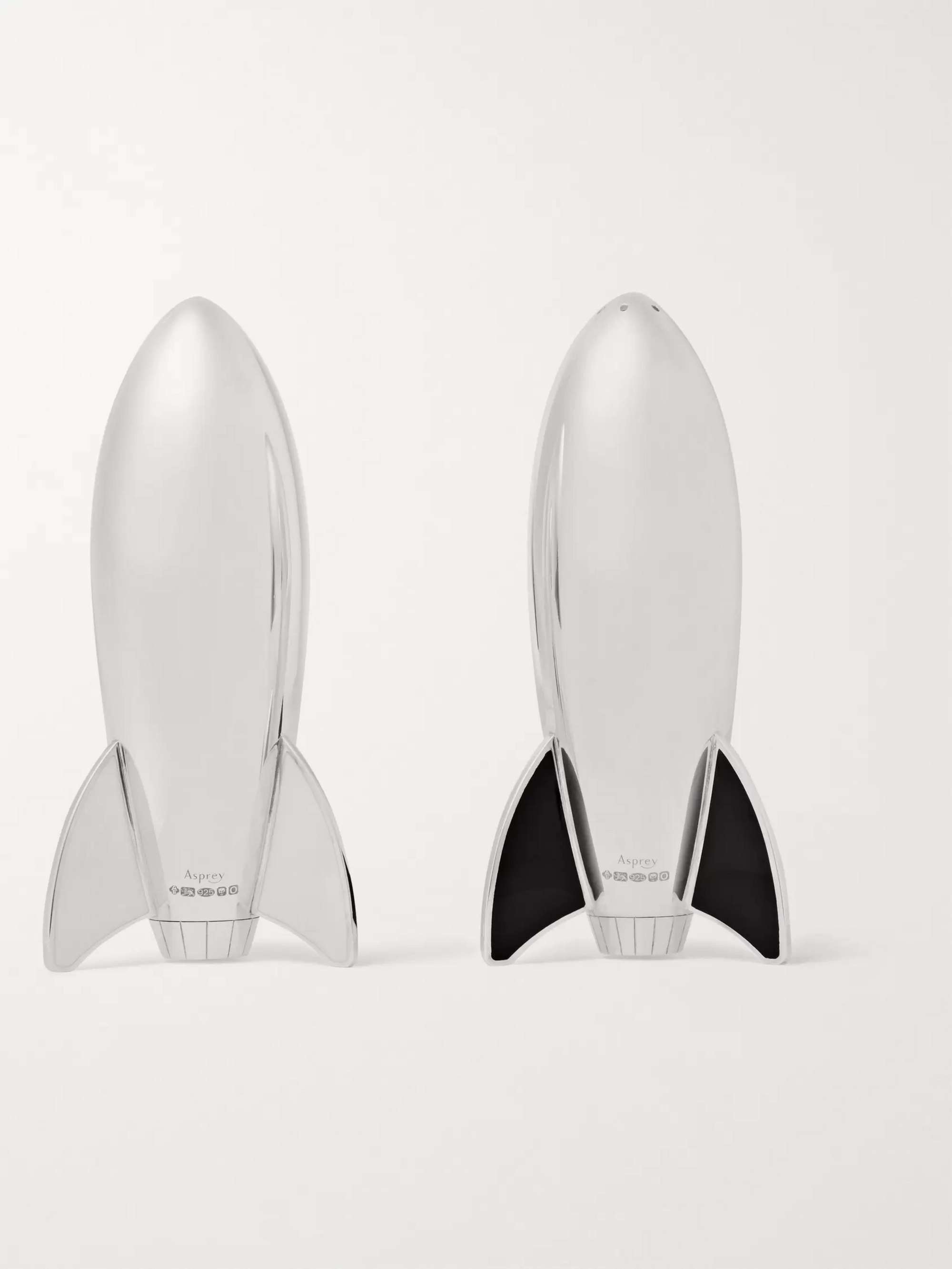 ASPREY Rocket Sterling Silver Salt and Pepper Shakers