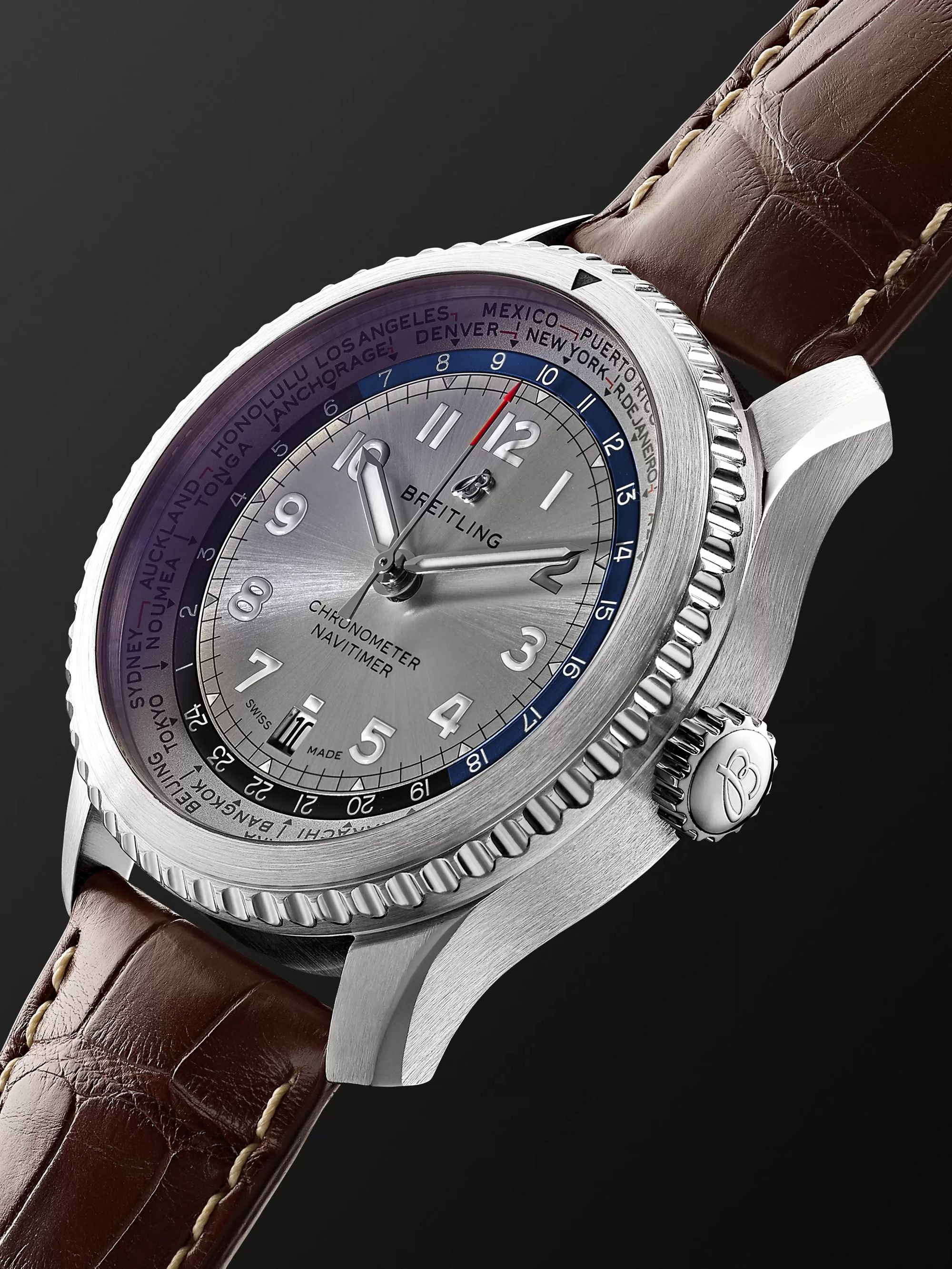 Breitling Navitimer 8 B35 Automatic Unitime Chronometer 43mm Stainless Steel and Alligator Watch