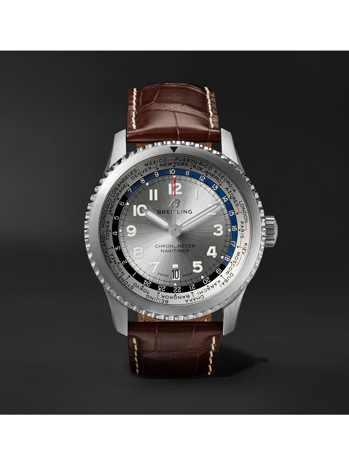 BREITLING – Navitimer 8 B35 Automatic Unitime 43mm Stainless Steel and Alligator Watch, Ref. No. AB3521U01G1P1