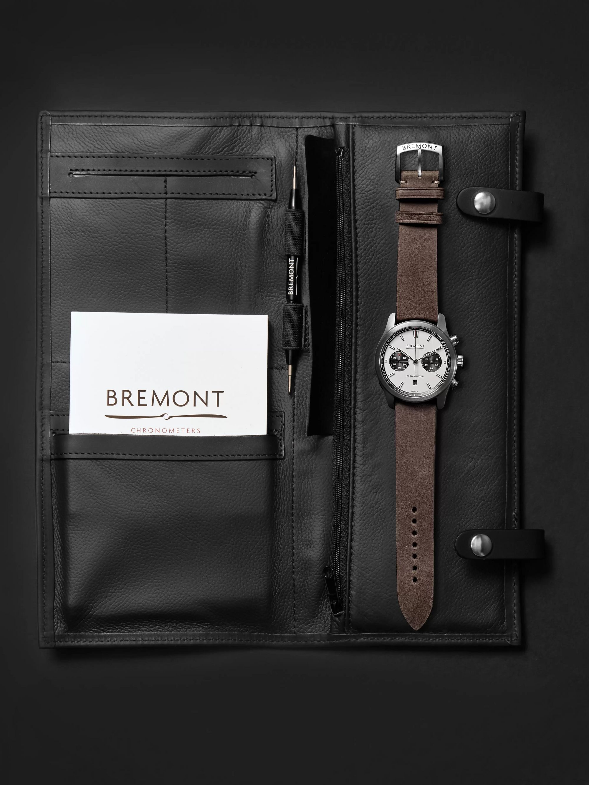BREMONT ALT1-C White-Black Automatic Chronograph 43mm Stainless Steel and Leather Watch, Ref. No. ALT1-C/WH-BK