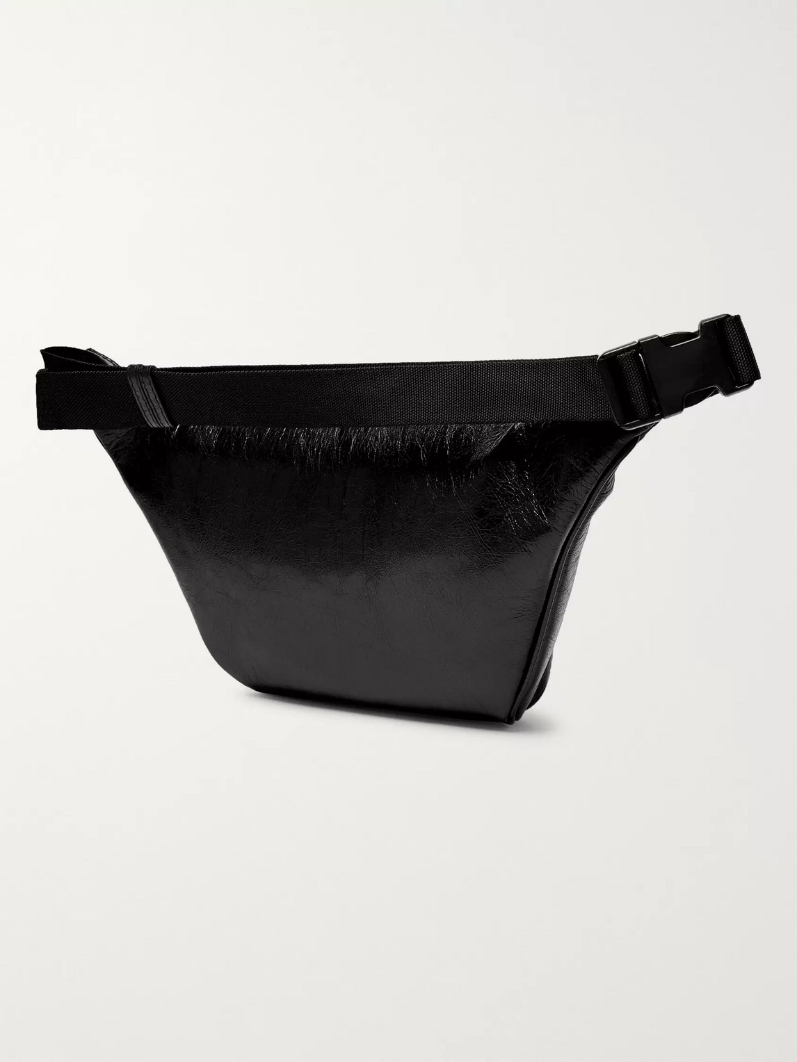 Shop Balenciaga Arena Creased-leather Belt Bag In Black