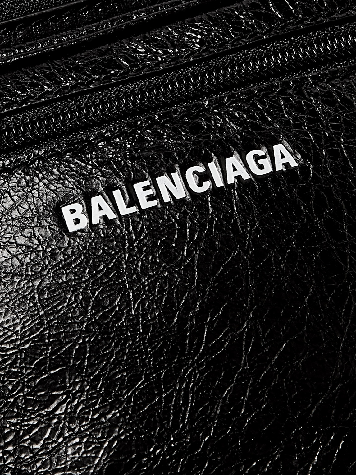 Shop Balenciaga Arena Creased-leather Belt Bag In Black