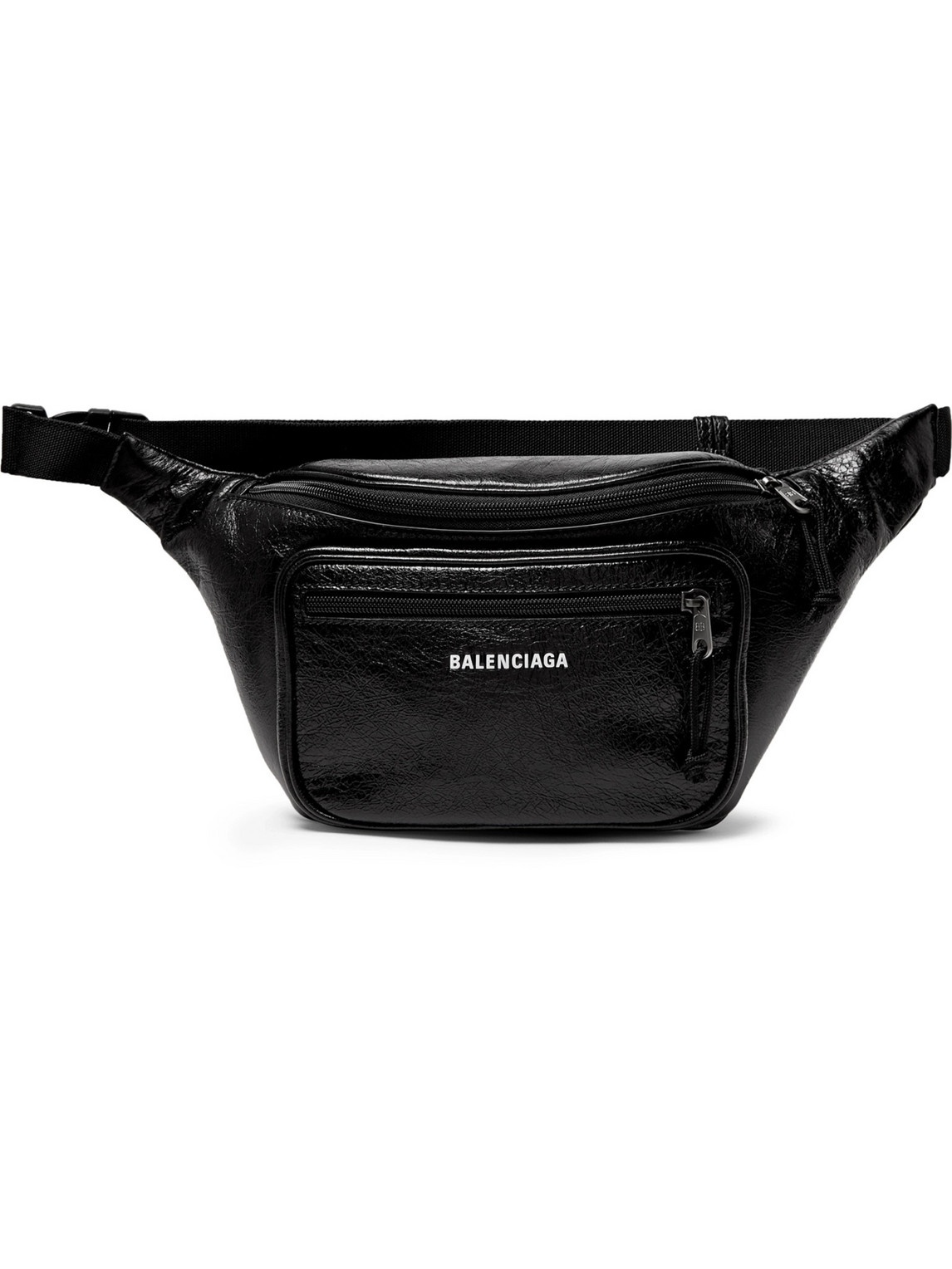 Balenciaga Arena Creased-leather Belt Bag In Black