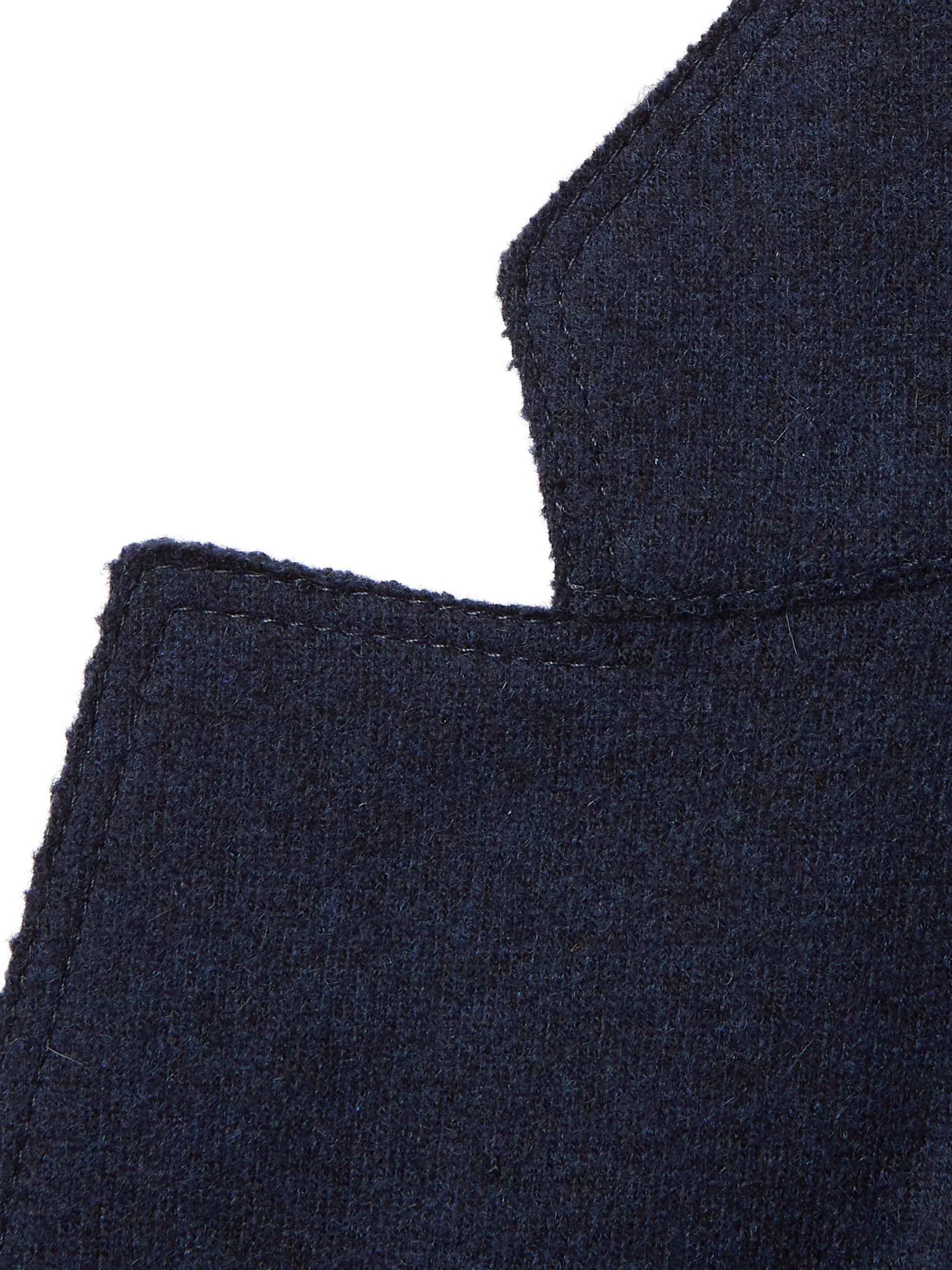 LORO PIANA Navy Slim-Fit Suede-Trimmed Panelled Cashmere and Wool Blazer