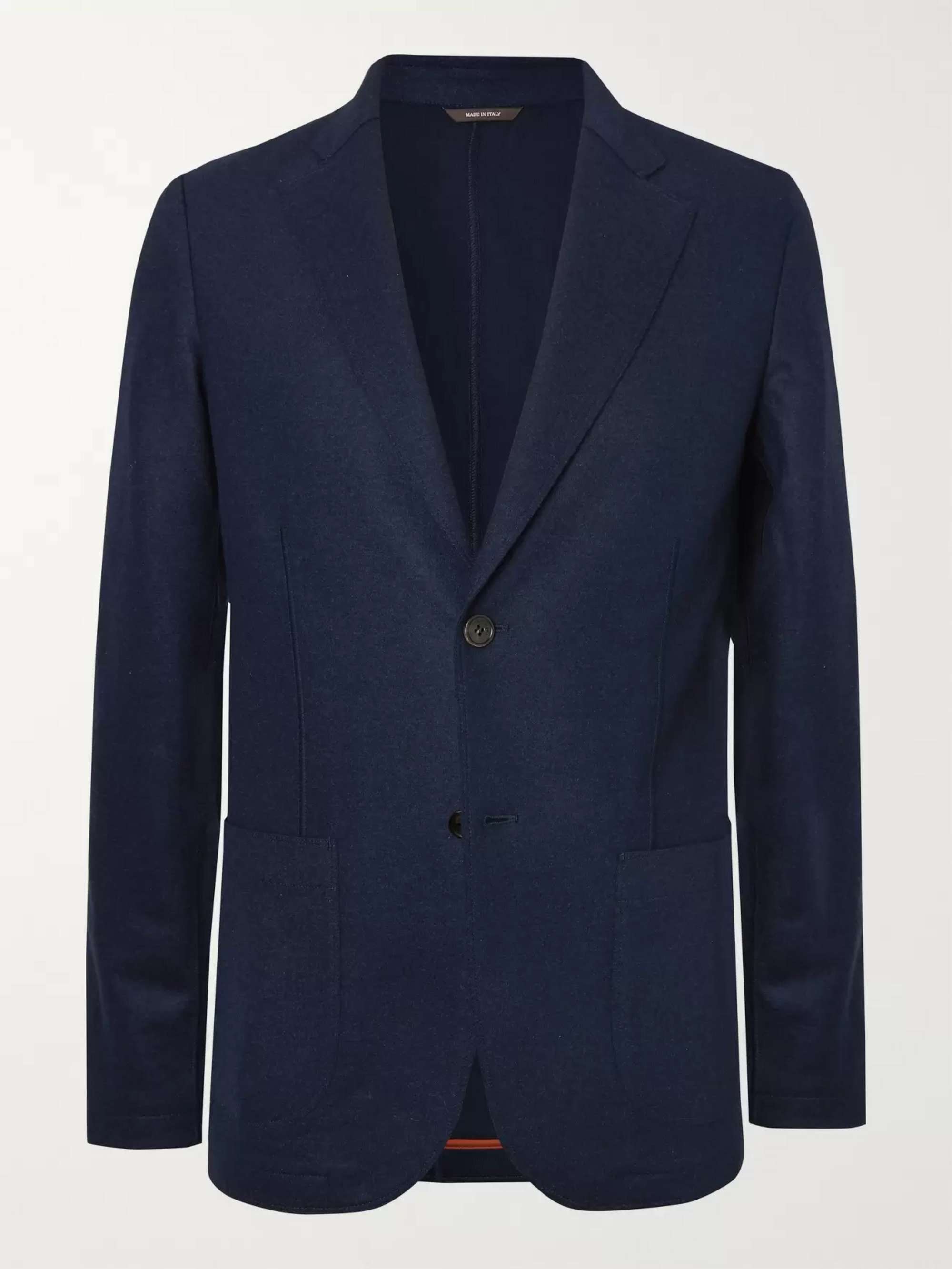 LORO PIANA Navy Slim-Fit Suede-Trimmed Panelled Cashmere and Wool ...