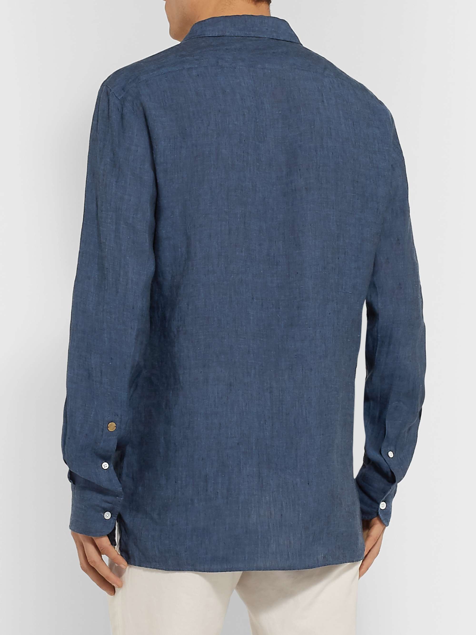 CARUSO Camp-Collar Linen Shirt