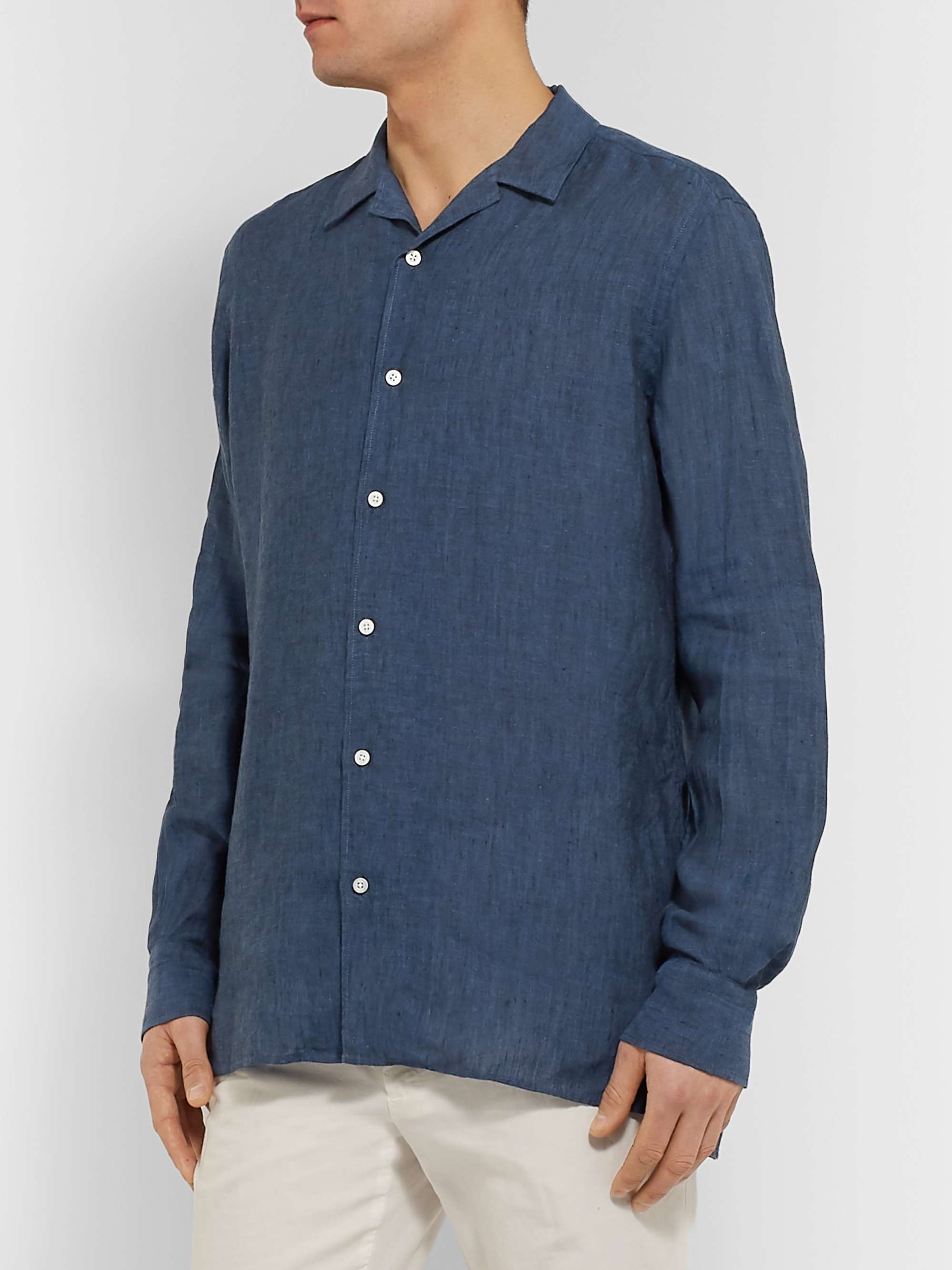 CARUSO Camp-Collar Linen Shirt