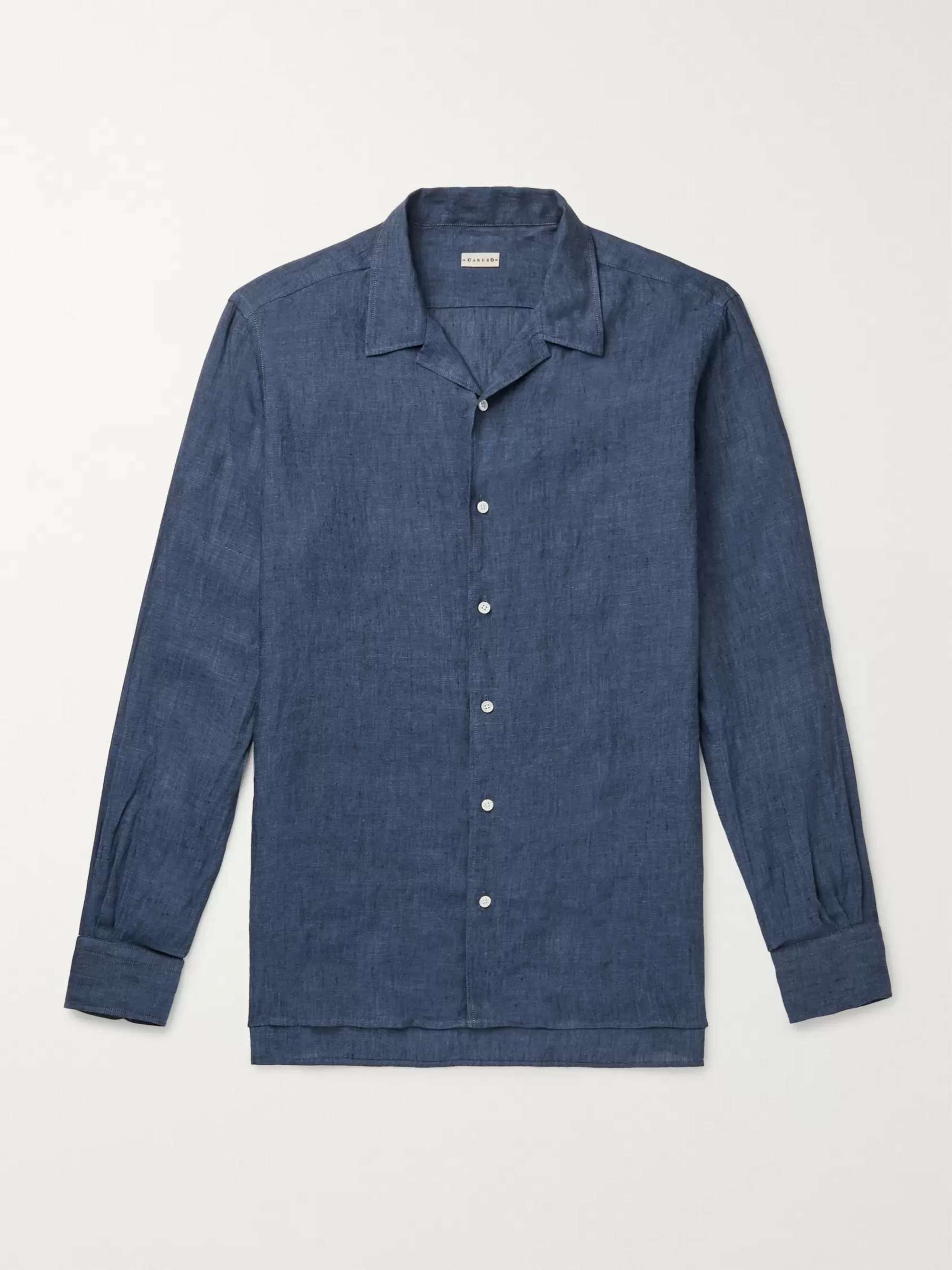 CARUSO Camp-Collar Linen Shirt