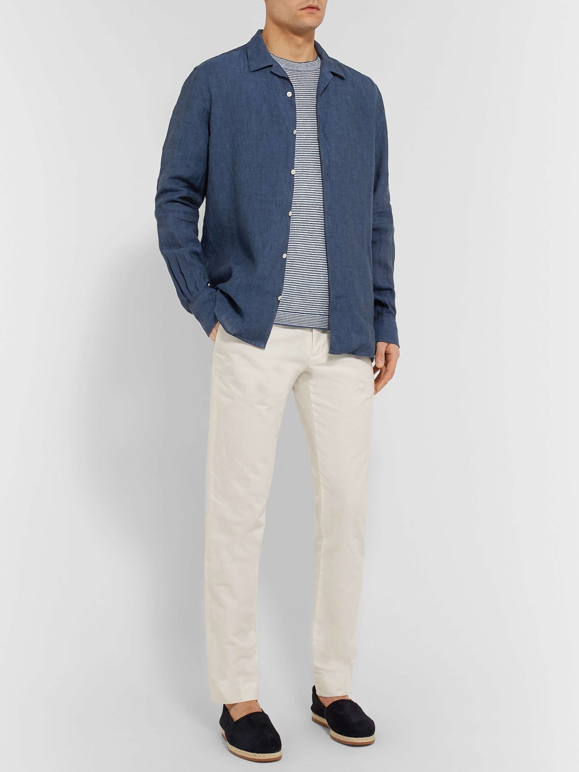 CARUSO Camp-Collar Linen Shirt