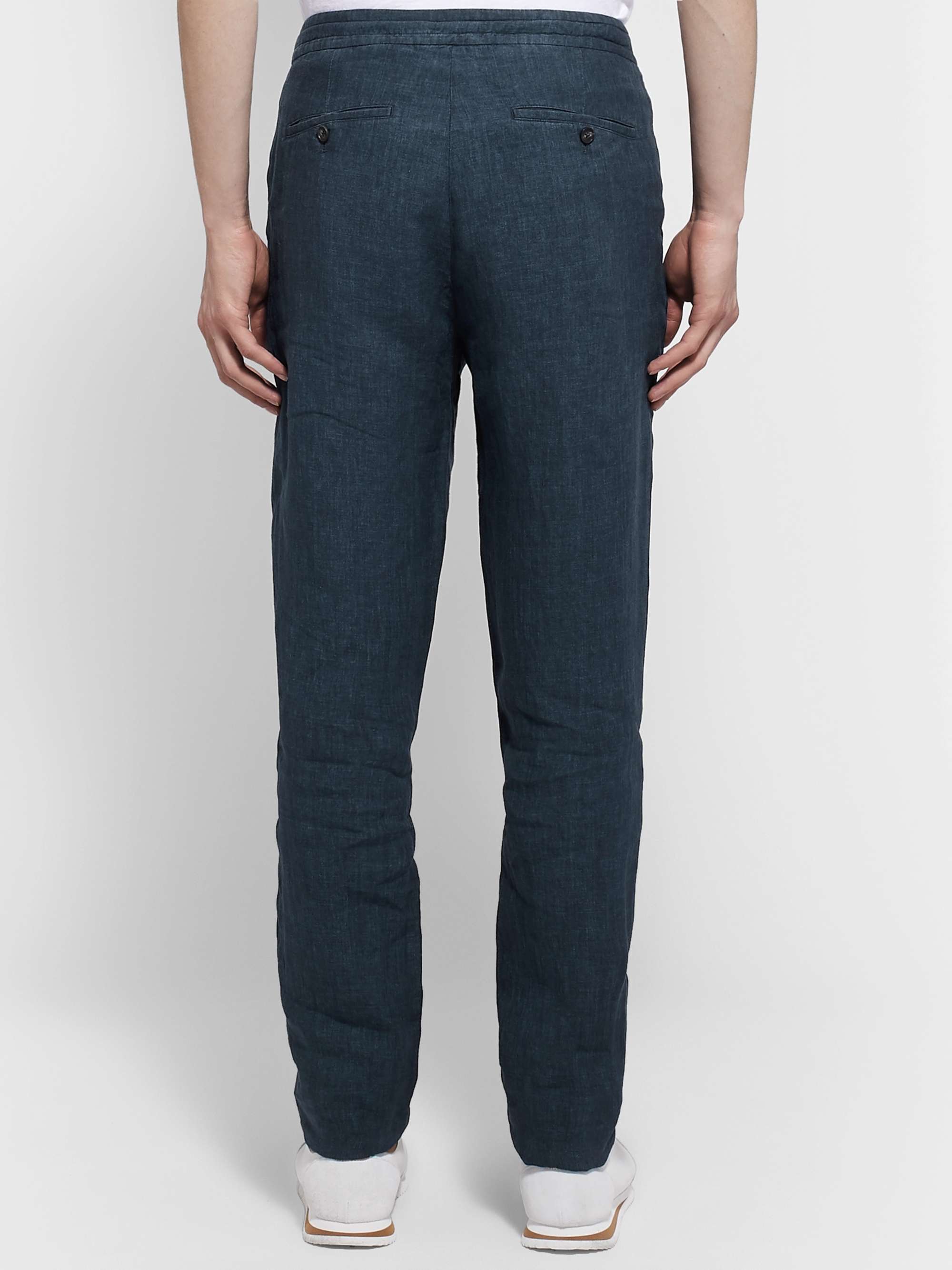 ZEGNA Tapered Mélange Linen Drawstring Trousers