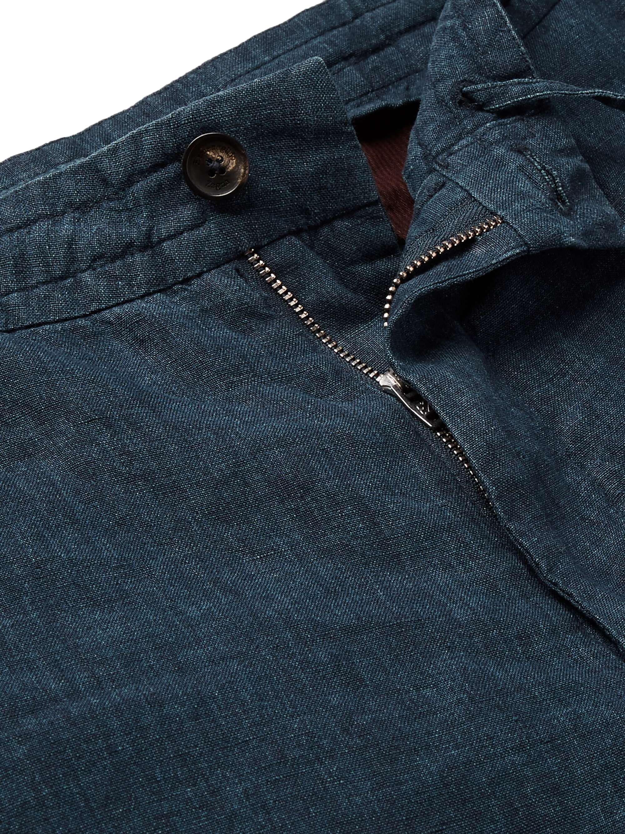 ZEGNA Tapered Mélange Linen Drawstring Trousers
