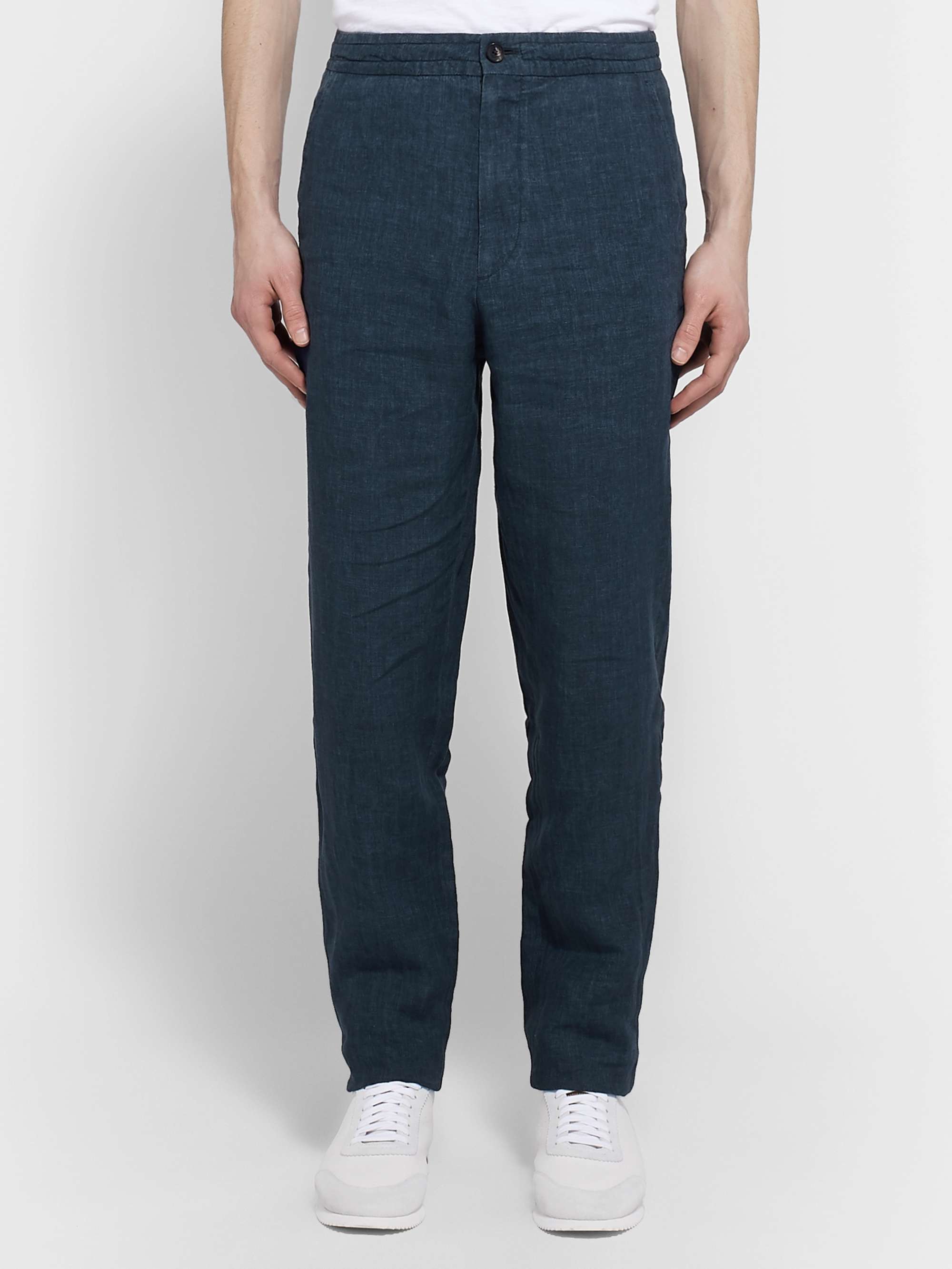 ZEGNA Tapered Mélange Linen Drawstring Trousers