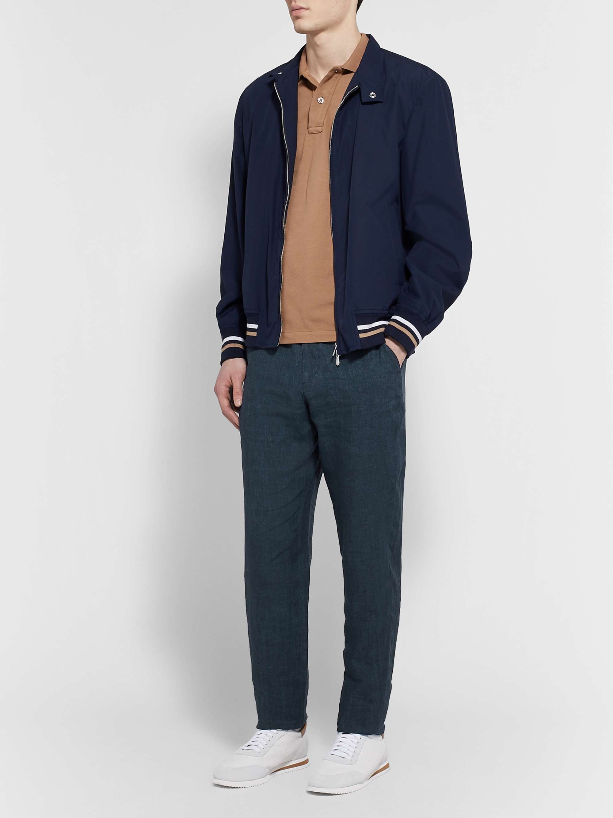 ZEGNA Tapered Mélange Linen Drawstring Trousers