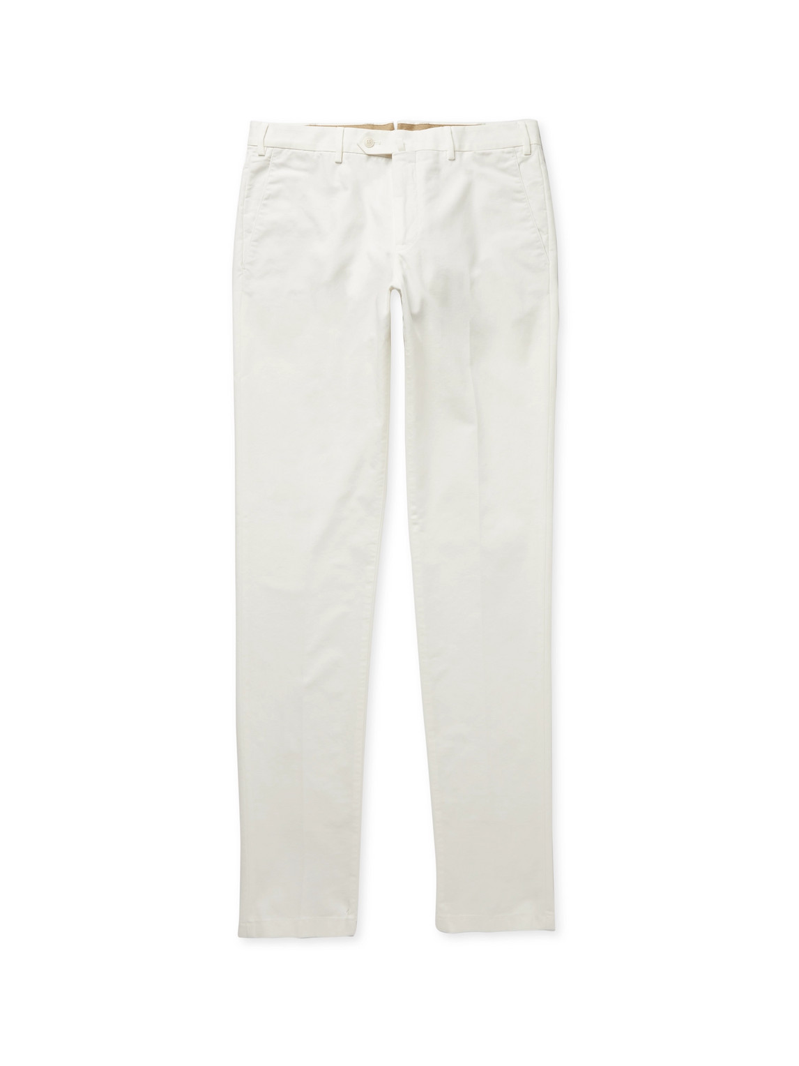 Loro Piana Slim-fit Washed Cotton-blend Trousers In White