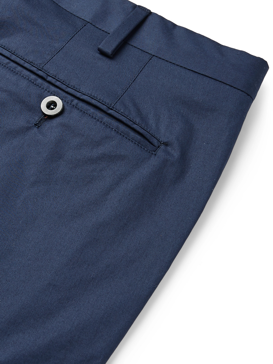 Shop Loro Piana Navy Slim-fit Stretch-cotton Twill Trousers In Blue