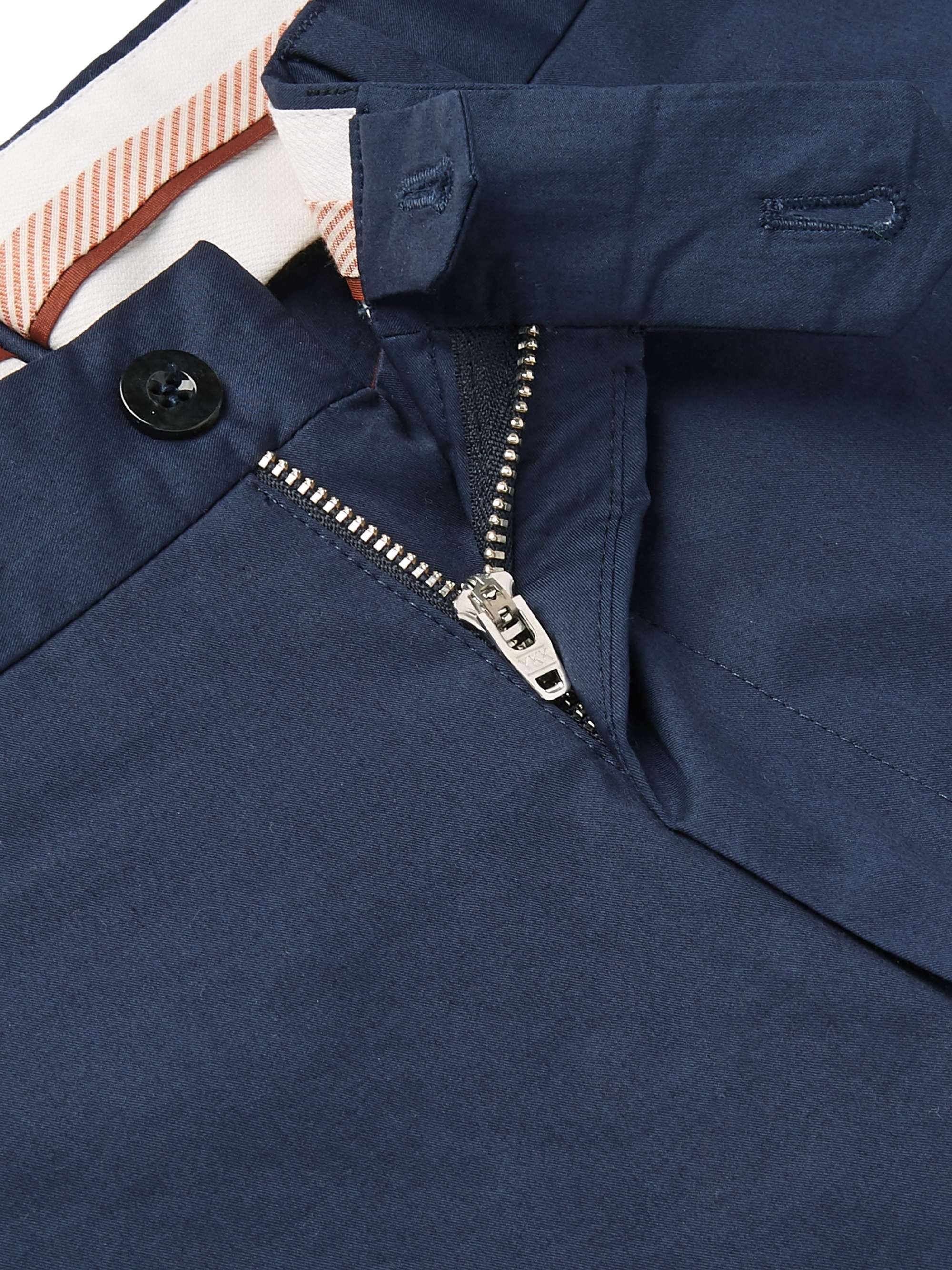 LORO PIANA Navy Slim-Fit Stretch-Cotton Twill Trousers