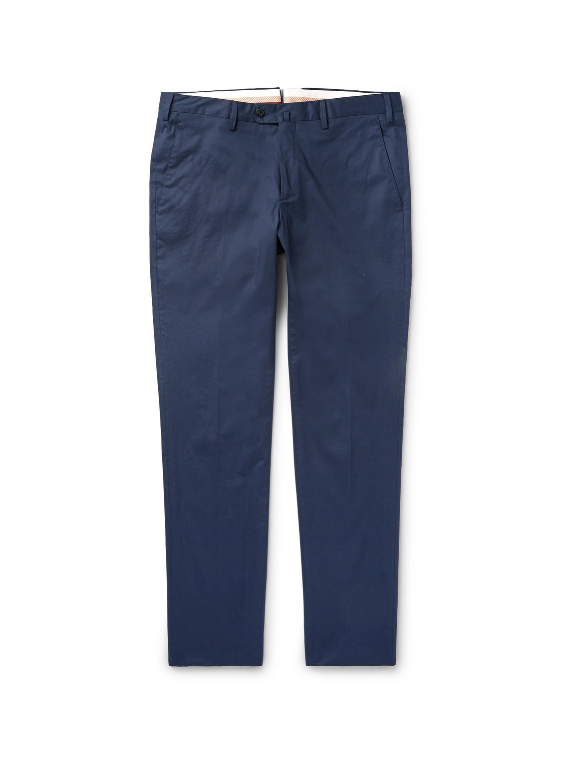 Loro Piana Navy Slim-fit Stretch-cotton Twill Trousers In Blue