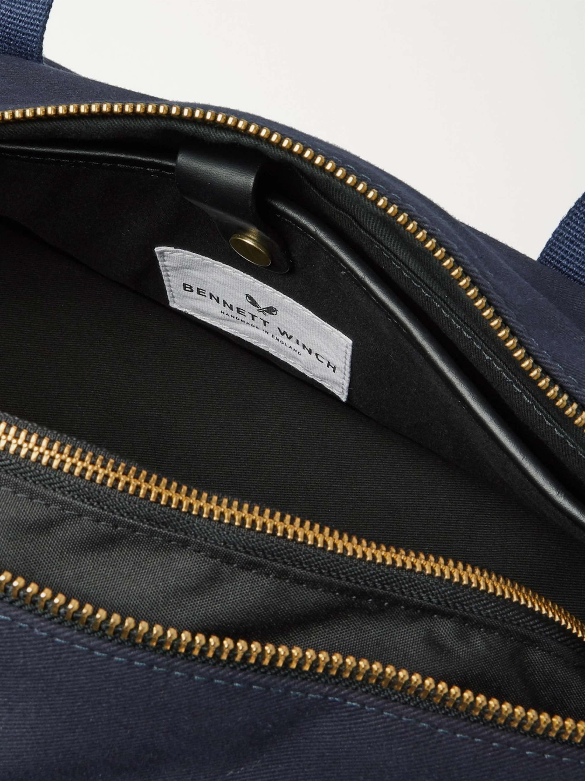 BENNETT WINCH Commuter Leather-Trimmed Cotton-Twill Holdall